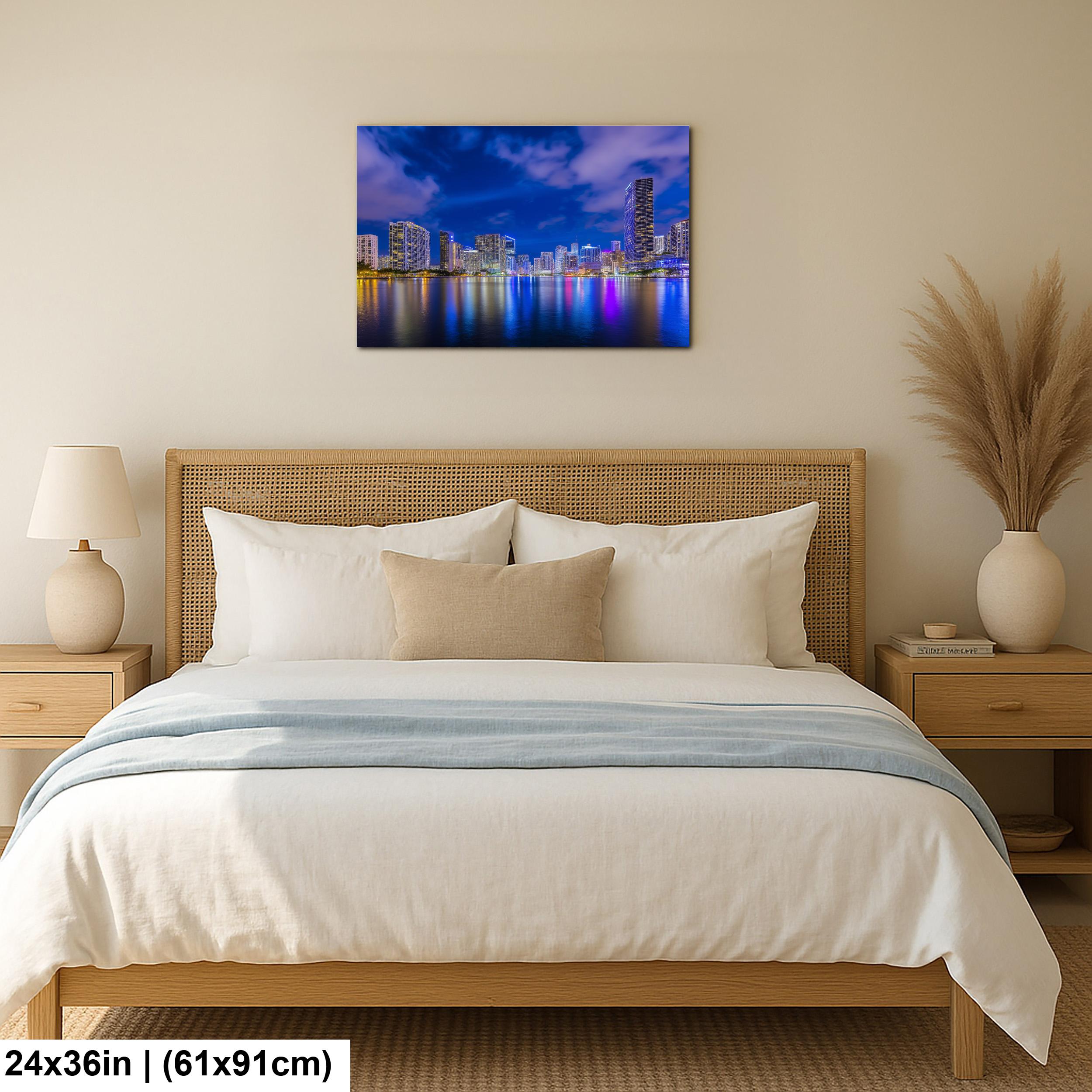 Miami Skyline Art - Dynamic Urban Night Scene | Modern Cityscape Wall Art Print
