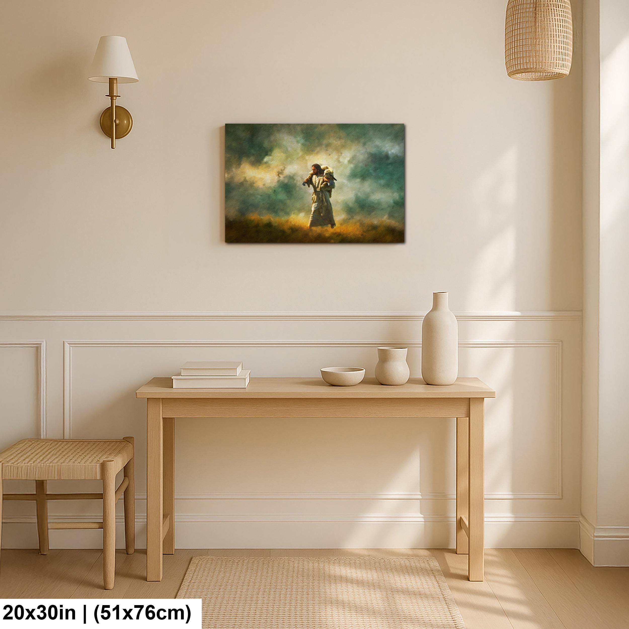 Christian Art Print – Jesus and Lamb Religious Wall Decor | Faith Inspired Art
