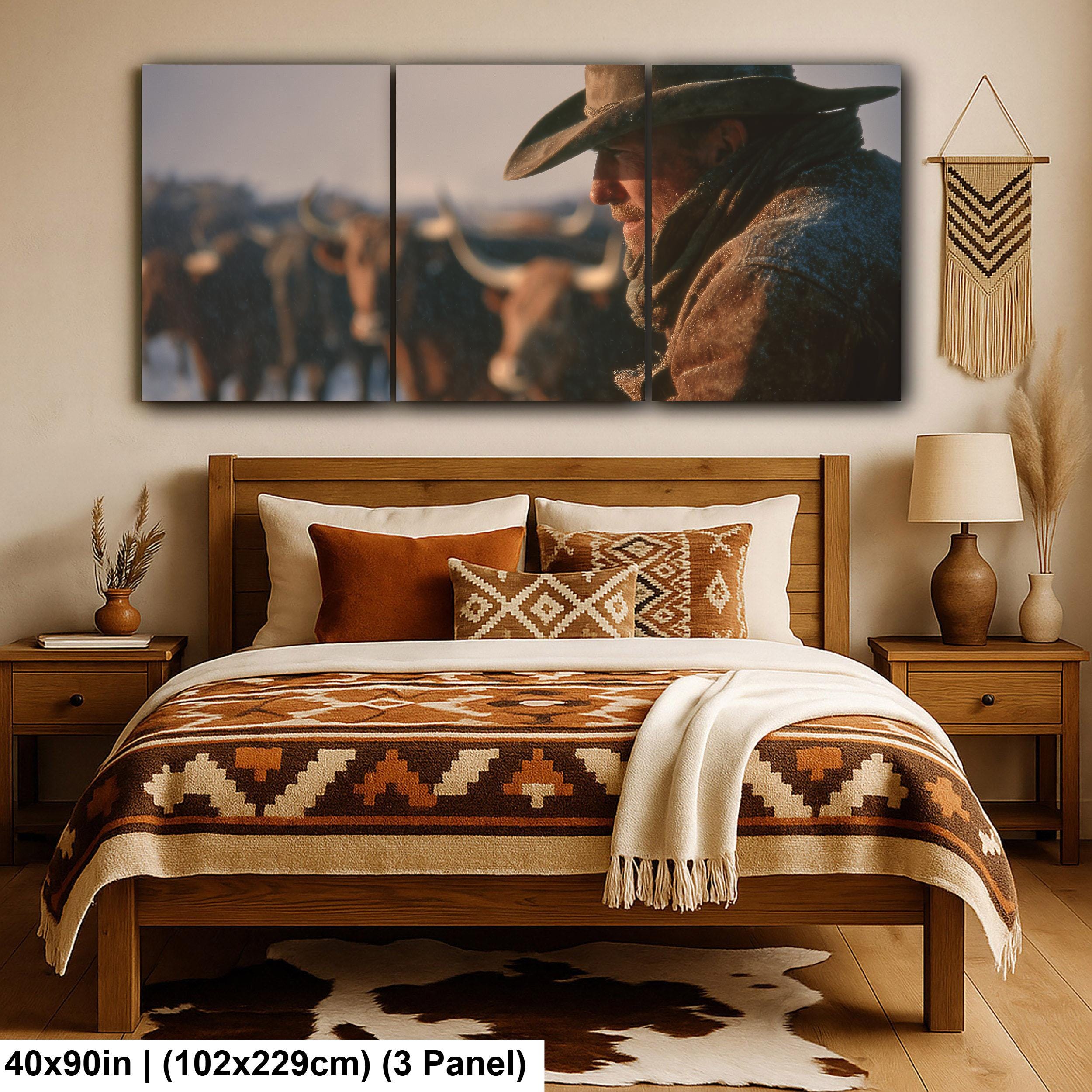 Cowboy Art Print – Rustic Texas Cattle | Western Ranch Wall Art Poster