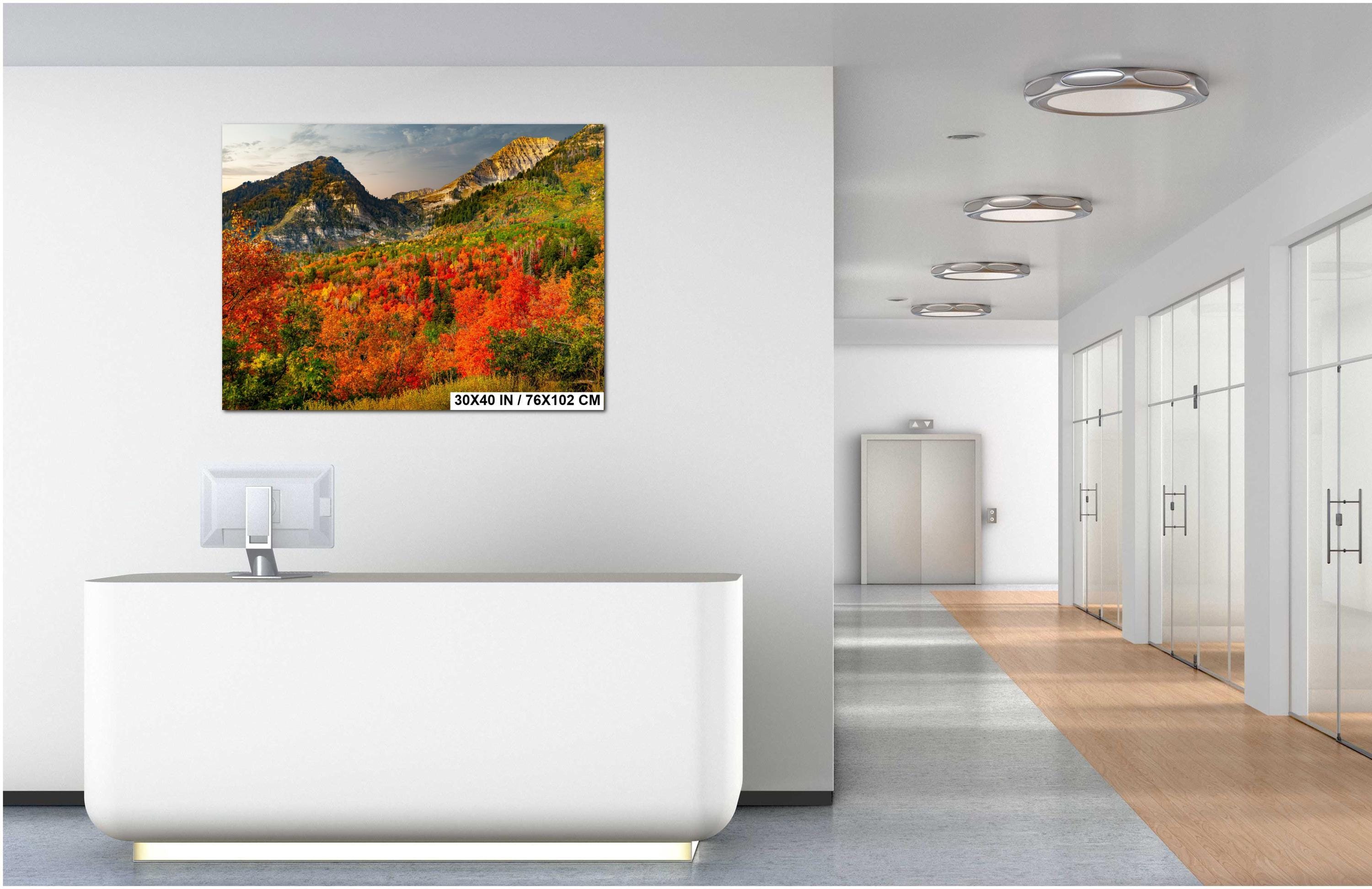 Wasatch Mountains Wall Art – Autumn Mountain Print With Vibrant Fall Colors