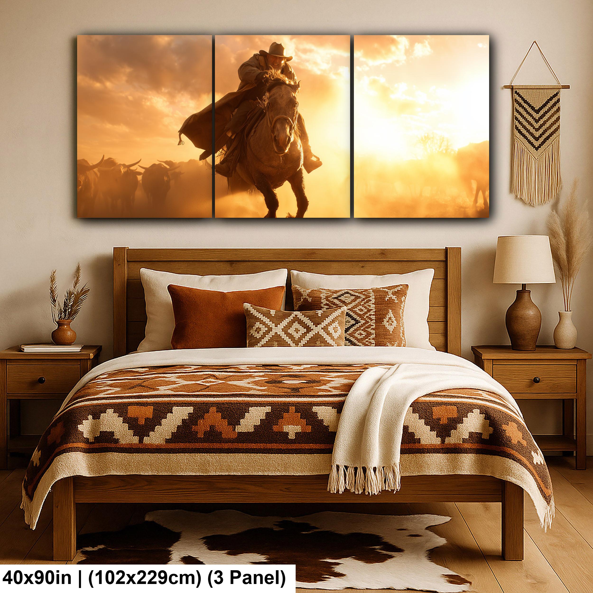 Cowboy Art Print | Winter Cattle Drive – Rustic Ranch Decor & Western Wall Hanging