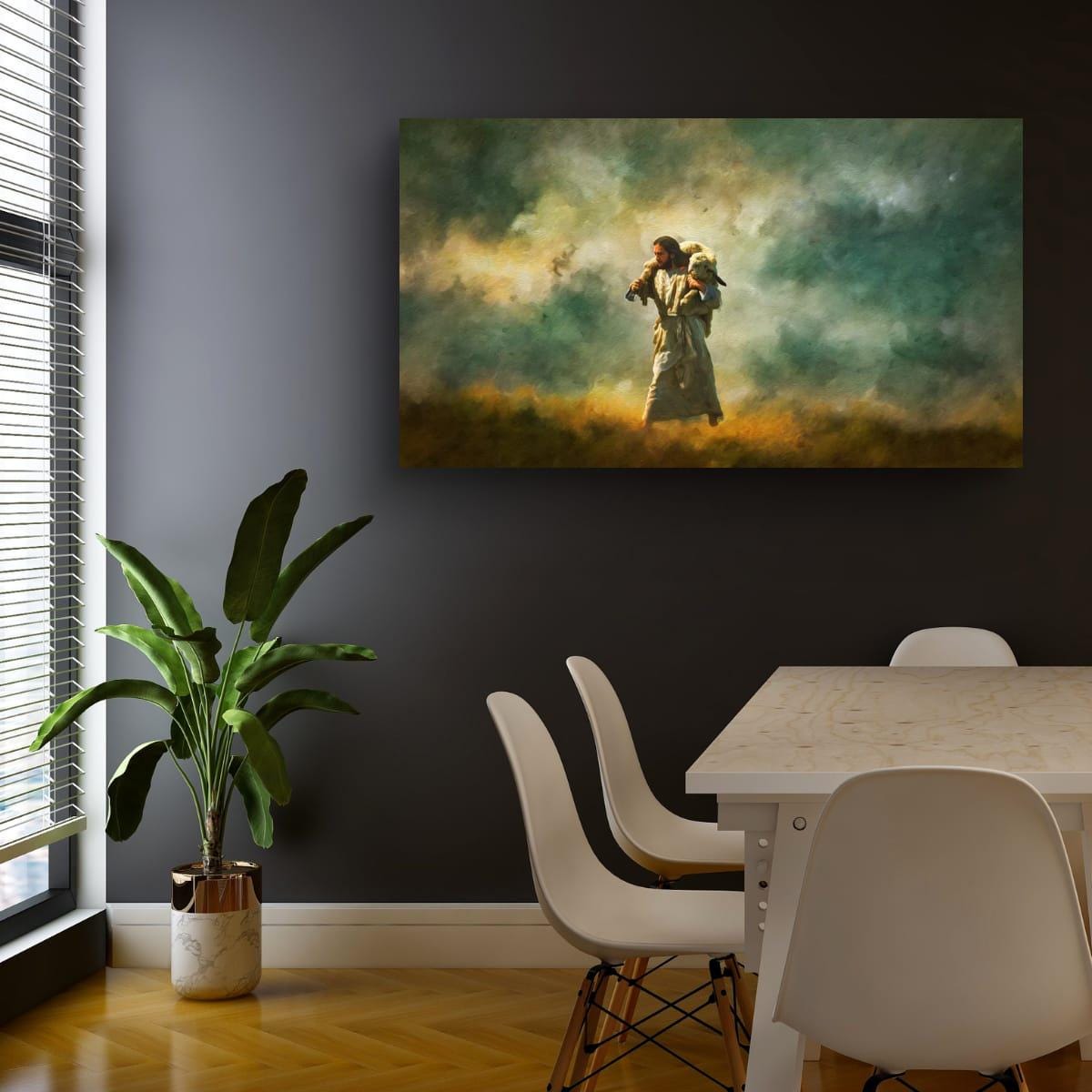 Christian Art Print – Jesus and Lamb Religious Wall Decor | Faith Inspired Art