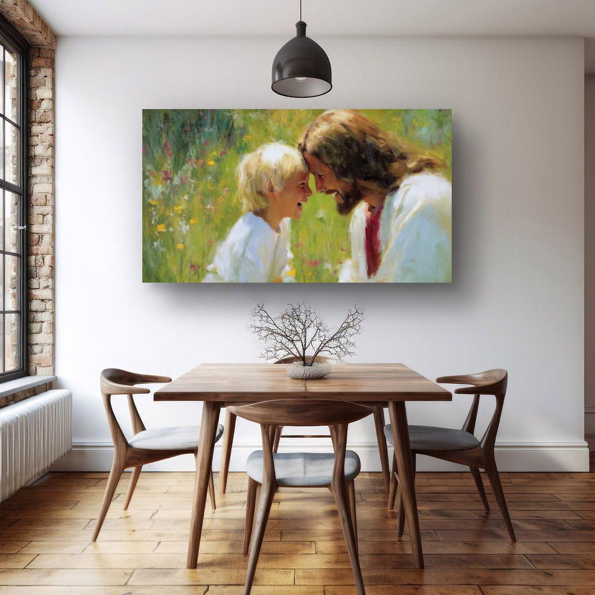 Jesus Christ Art – Blessed Children Painting | Christian Wall Decor, Spiritual Home Decoration