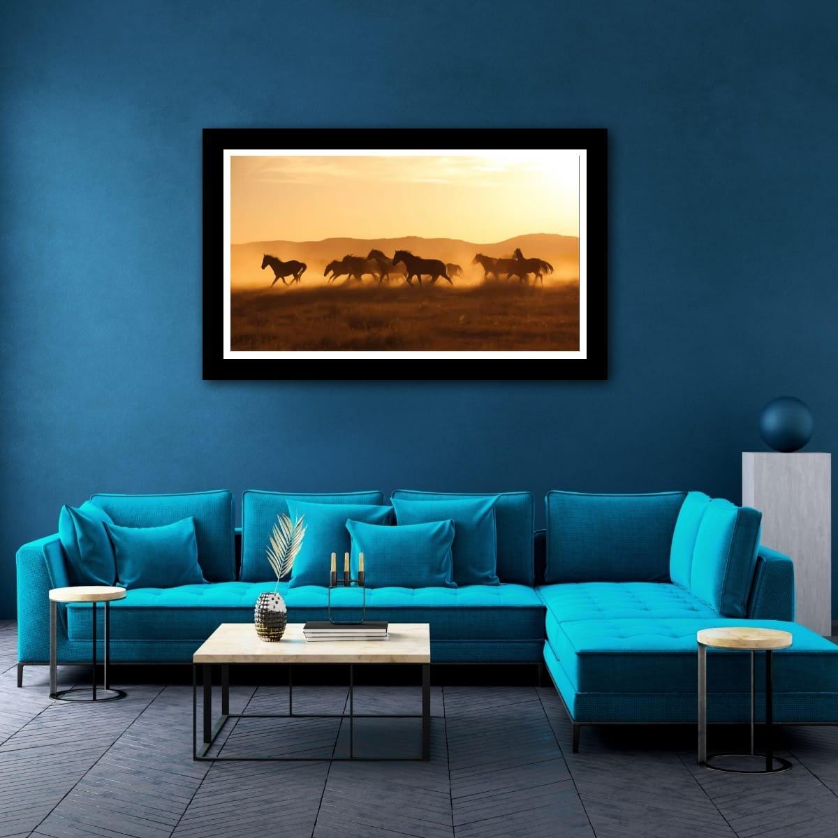 Wild Horses Art Print – Rustic Western Wall Art With Sunset Horse Scene