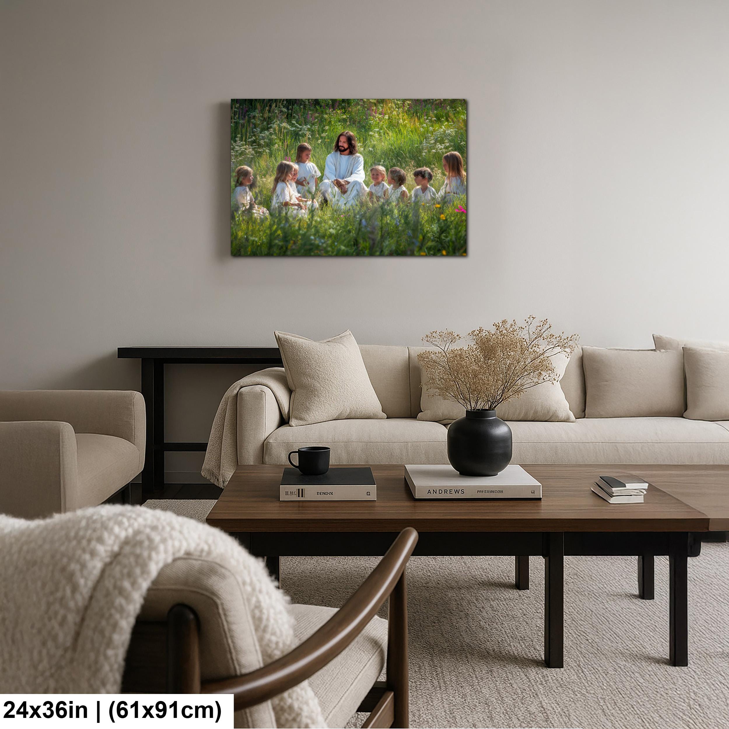 Christian Art Wall Decor – Jesus and Children Art | Blessed Little Children Painting