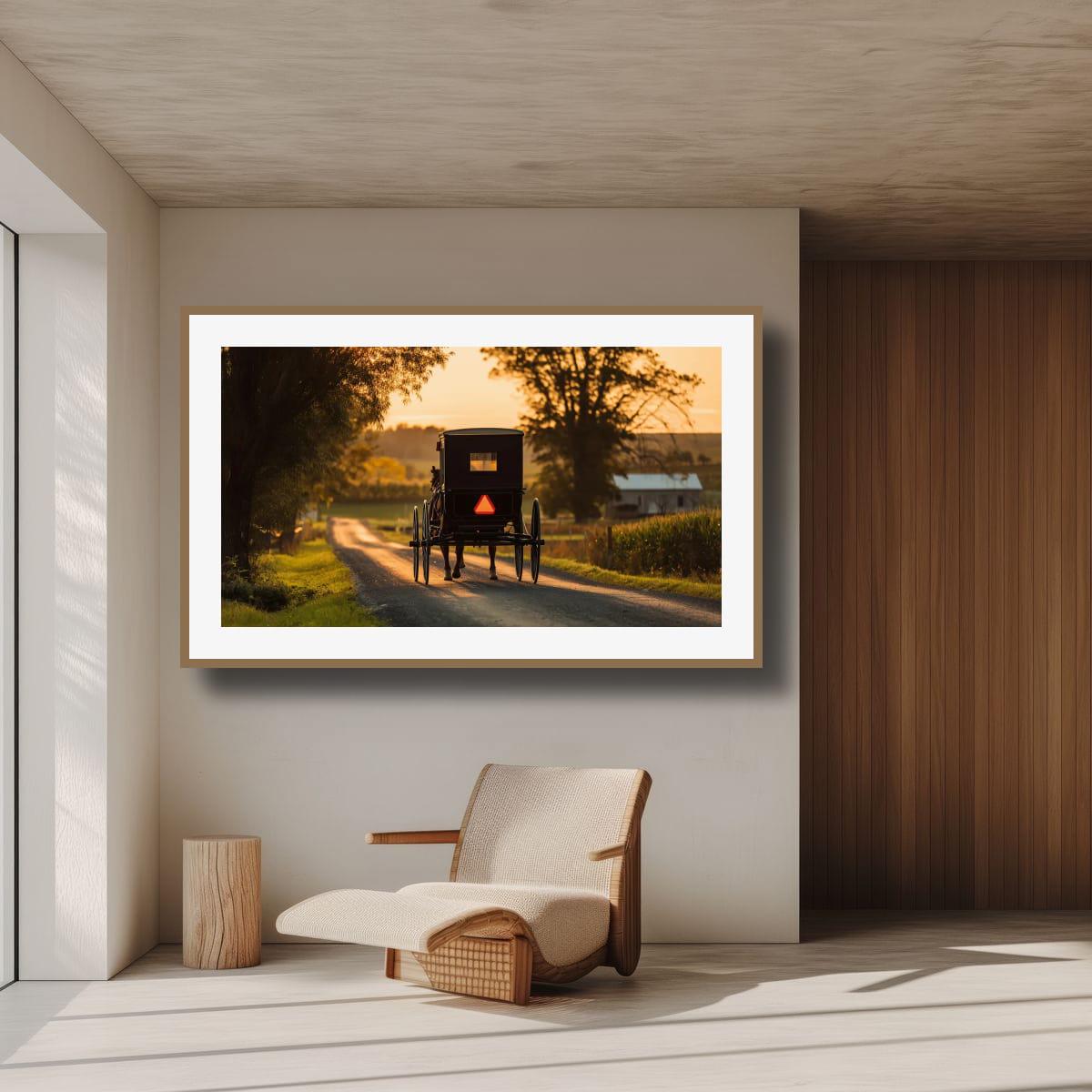 Americana Art Print – Amish Buggy Art | Rustic Country Home Decor Sunset