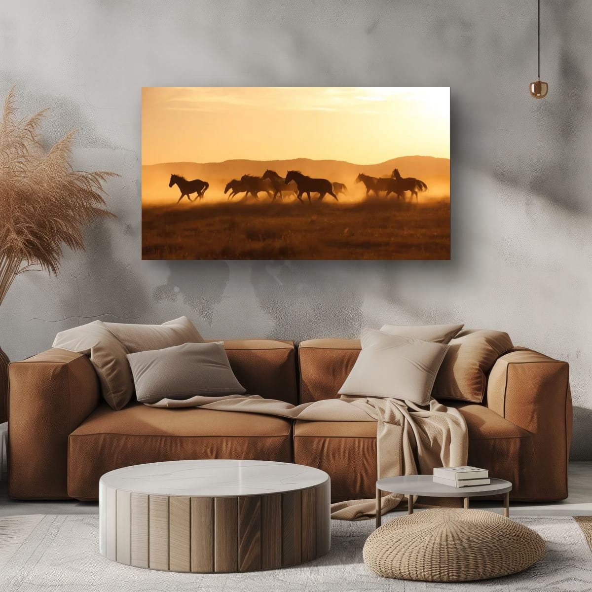 Wild Horses Art Print – Rustic Western Wall Art With Sunset Horse Scene
