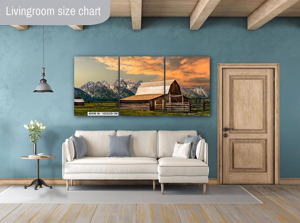 Moulton Barn Print - Grand Teton Landscape Art | Wyoming Rustic Cabin Decor