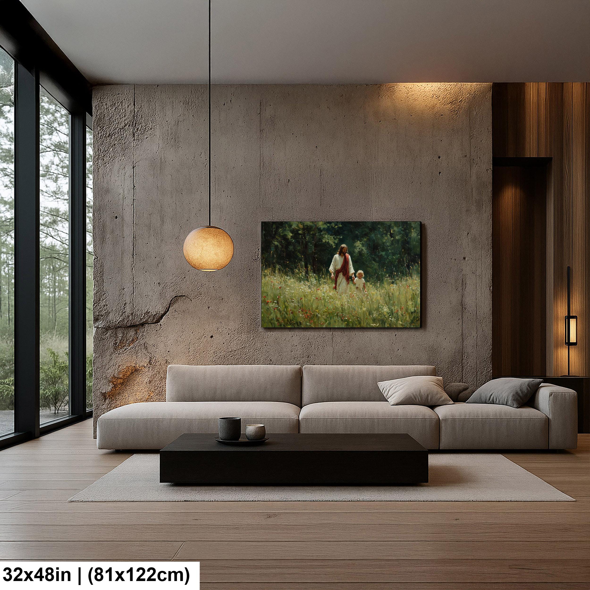 Christian Religious Wall Art – Jesus and Child Painting | Blessed Children Art Print