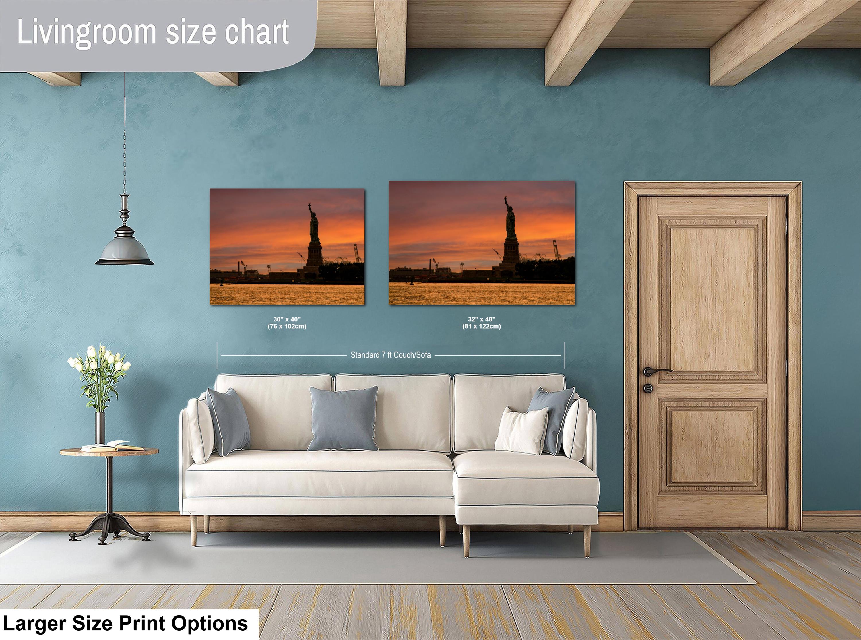 Statue of Liberty Print – NYC Skyline Art With Vibrant Sunset Cityscape