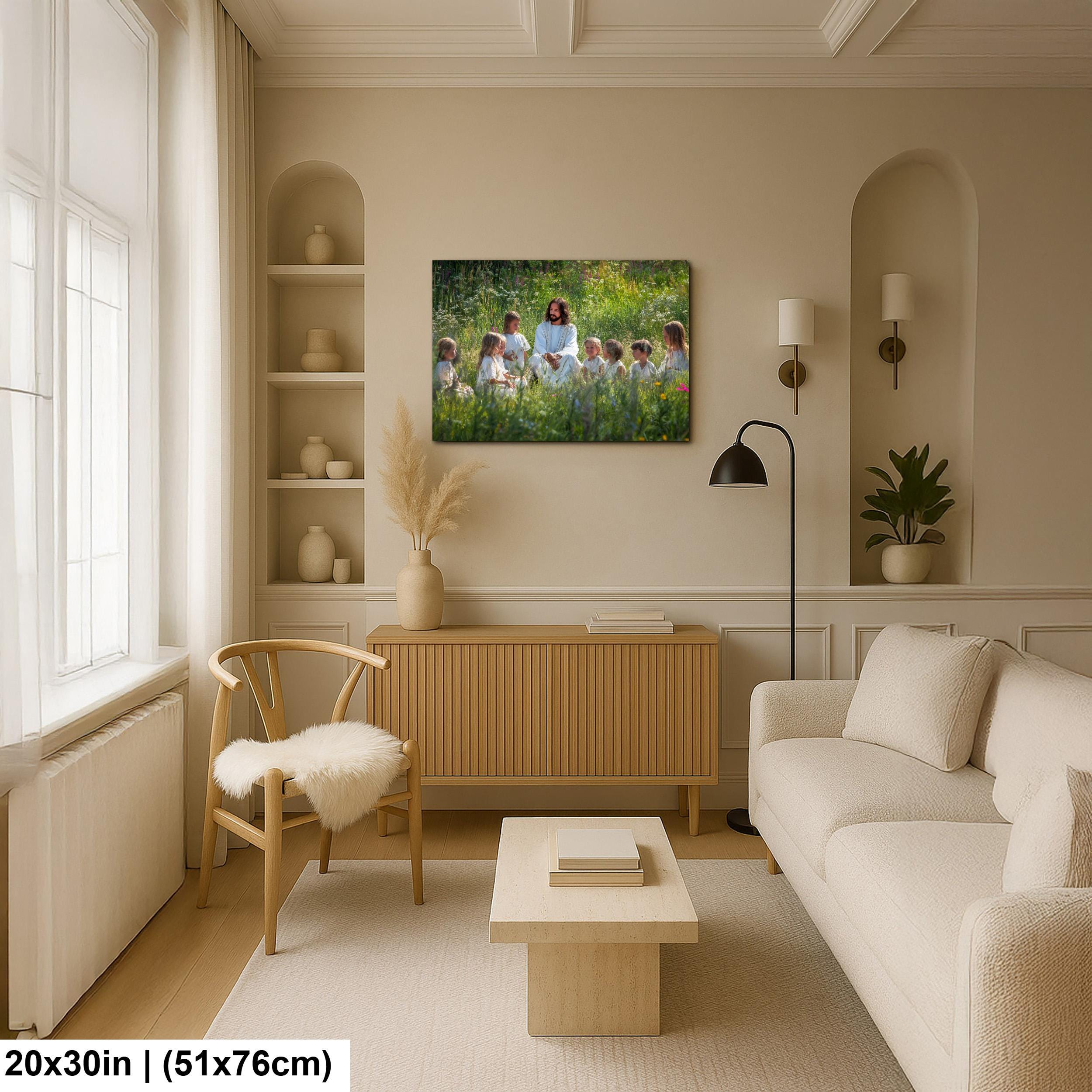 Christian Art Wall Decor – Jesus and Children Art | Blessed Little Children Painting