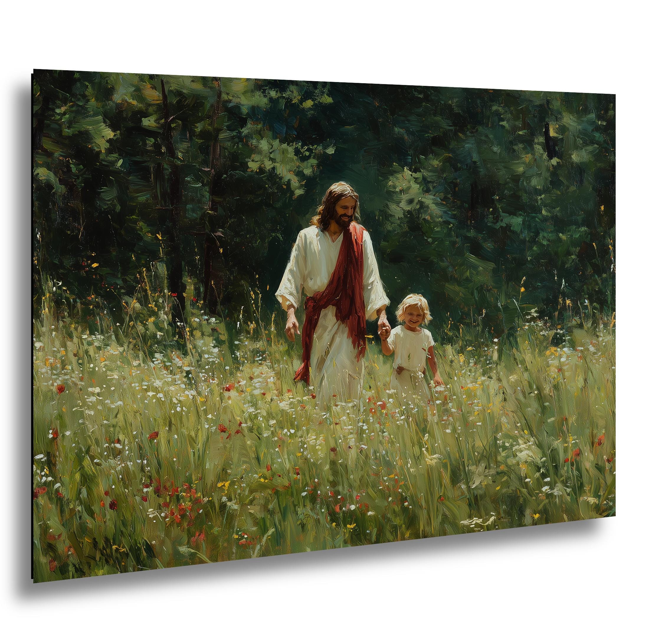 Christian Religious Wall Art – Jesus and Child Painting | Blessed Children Art Print