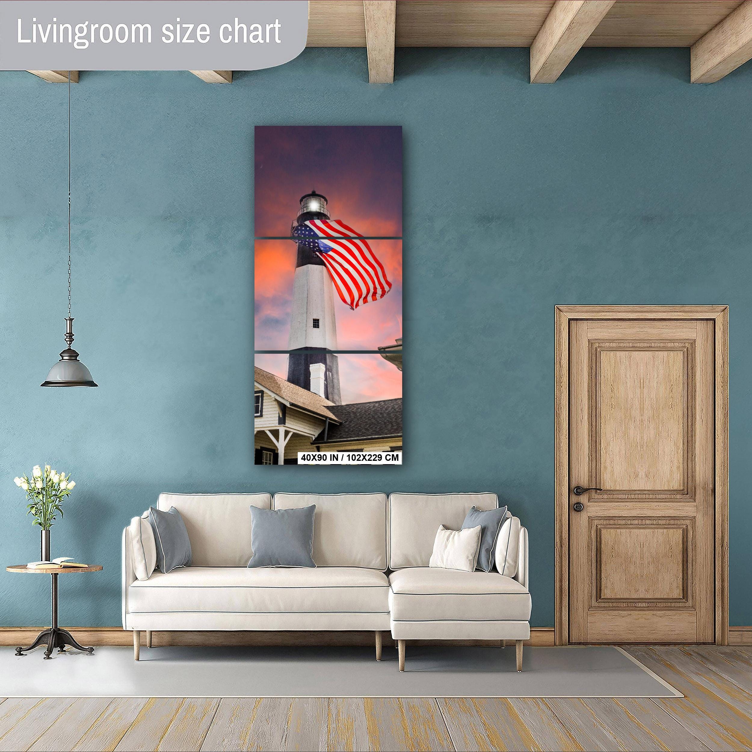 Tybee Island Lighthouse Print | Fourth Of July Art - Patriotic American Flag Decor