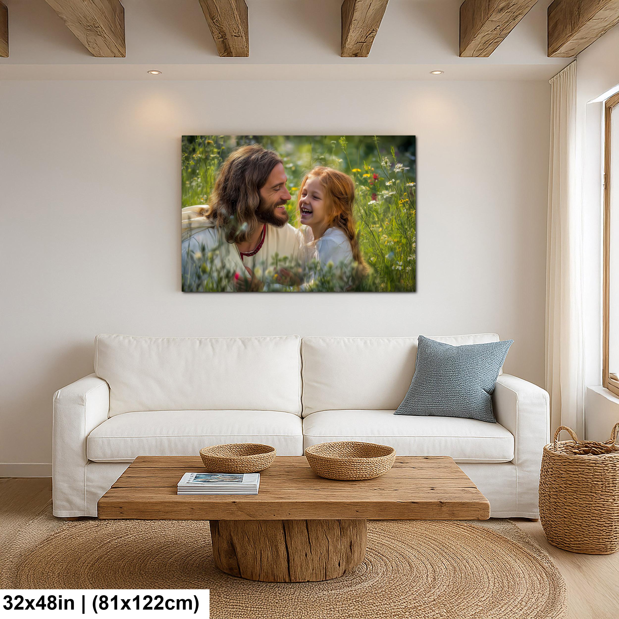 Christian Religious Wall Art – Jesus and Children Painting | Blessed Little Children Art