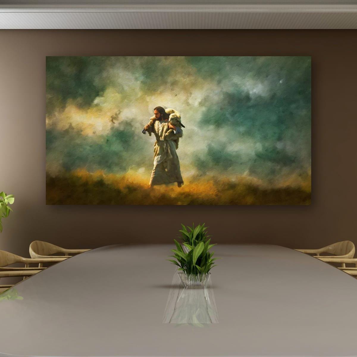 Christian Art Print – Jesus and Lamb Religious Wall Decor | Faith Inspired Art