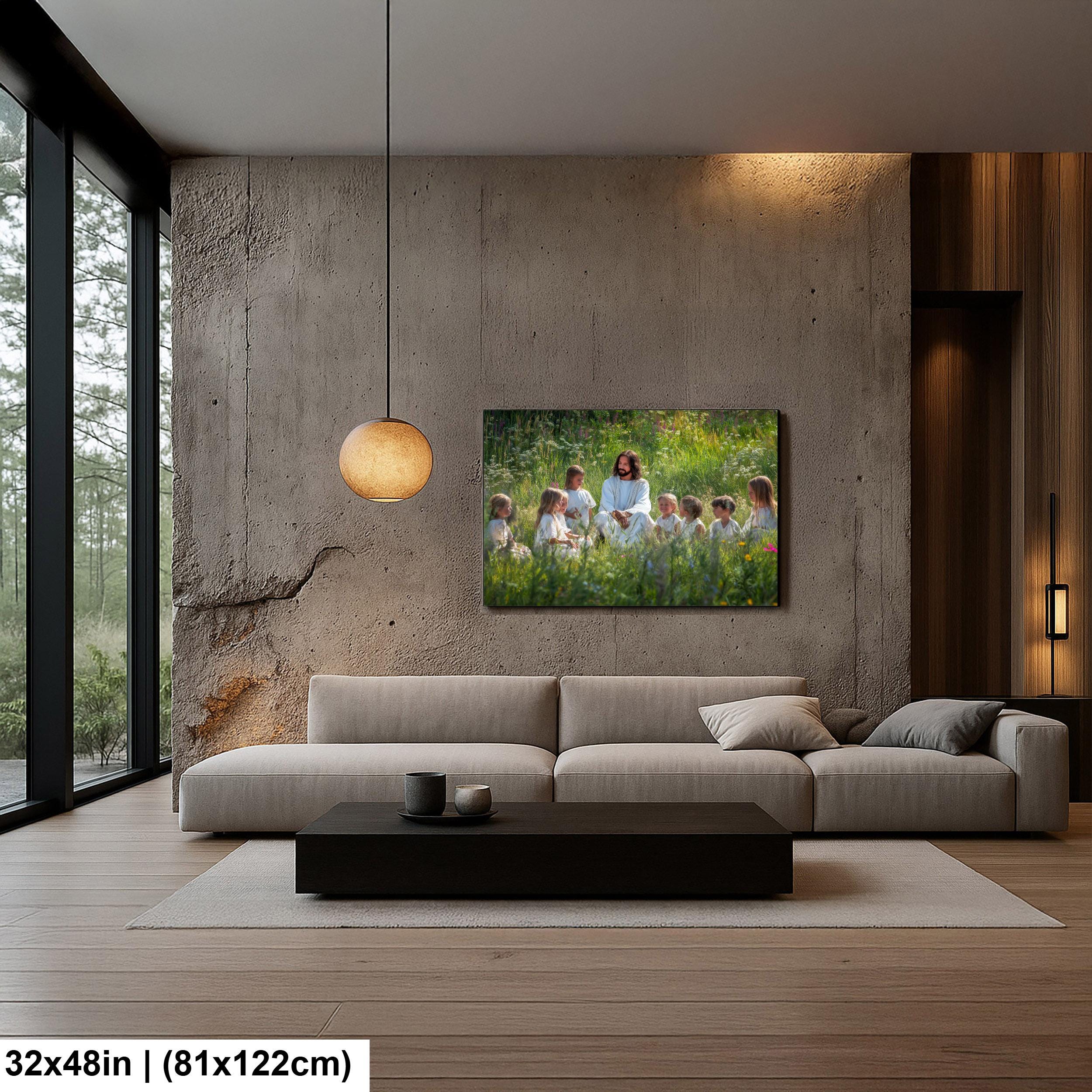 Christian Art Wall Decor – Jesus and Children Art | Blessed Little Children Painting