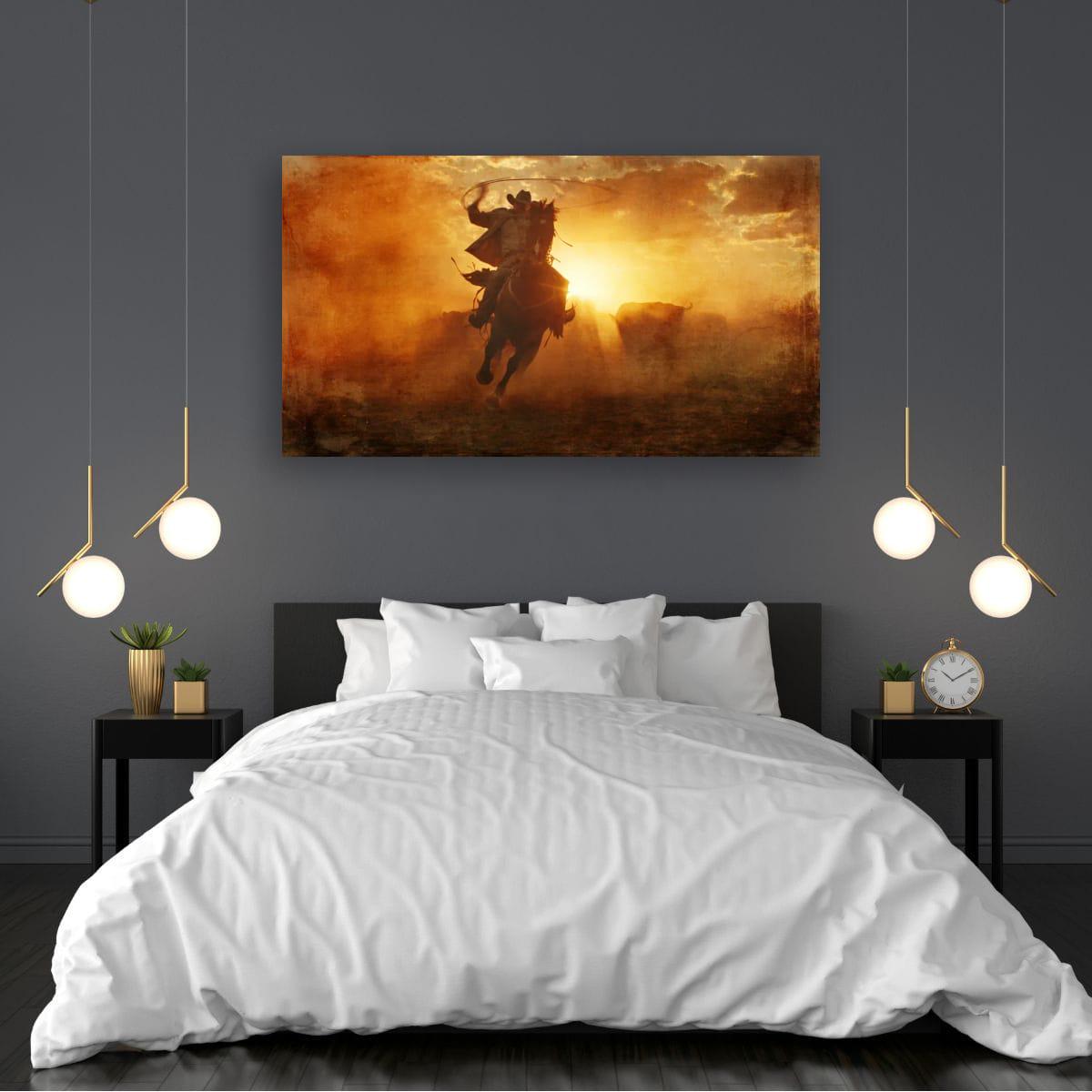 Cowboy Art Print Featuring Rustic Western Style | Texas Ranch Wall Art Decor