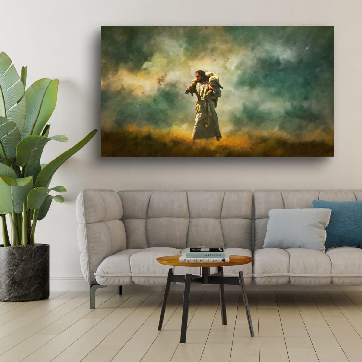 Christian Art Print – Jesus and Lamb Religious Wall Decor | Faith Inspired Art