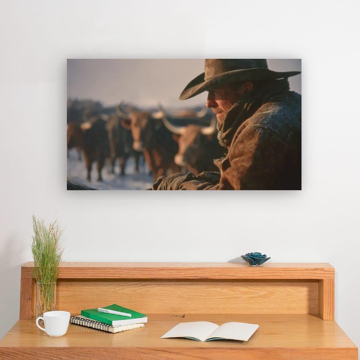 Cowboy Art Print – Rustic Texas Cattle | Western Ranch Wall Art Poster