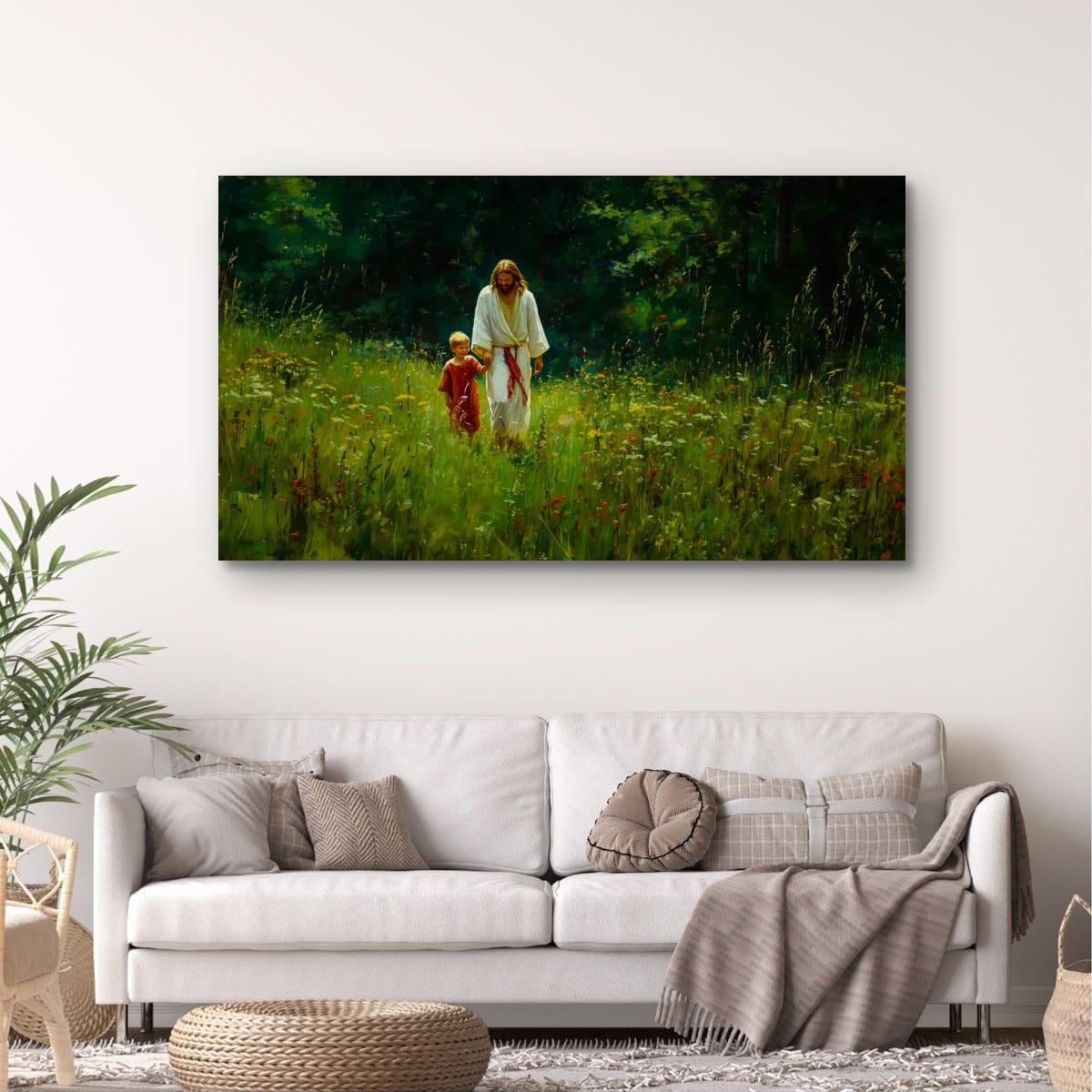 Christian Religious Art – Jesus and Child Painting | Blessed Children Wall Decor