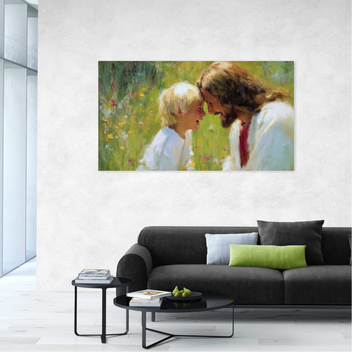Jesus Christ Art – Blessed Children Painting | Christian Wall Decor, Spiritual Home Decoration