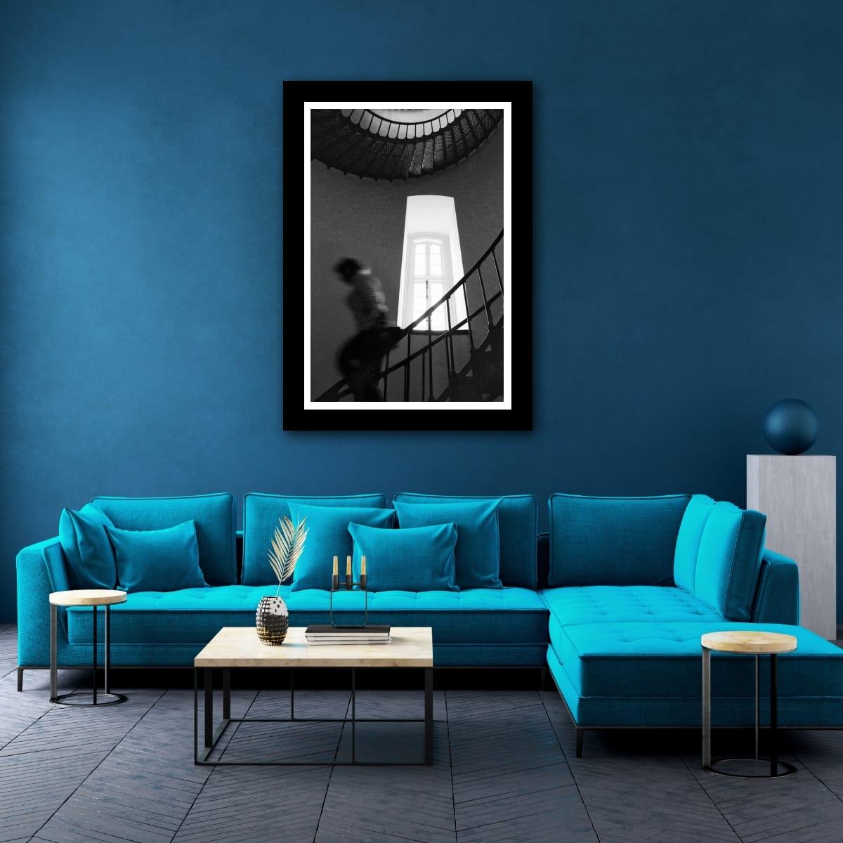 Outer Banks Lighthouse Print – Black and White Spiral Staircase Art, Coastal Wall Decor