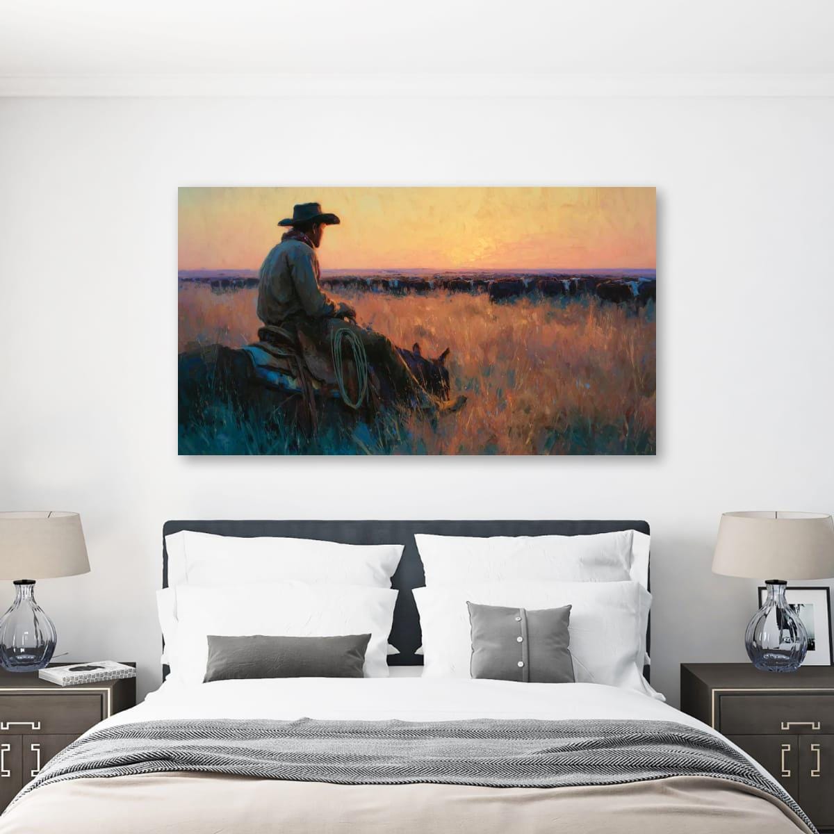 Cowboy Art Print – Rustic Western Home Decor | Cattle Drive Painting
