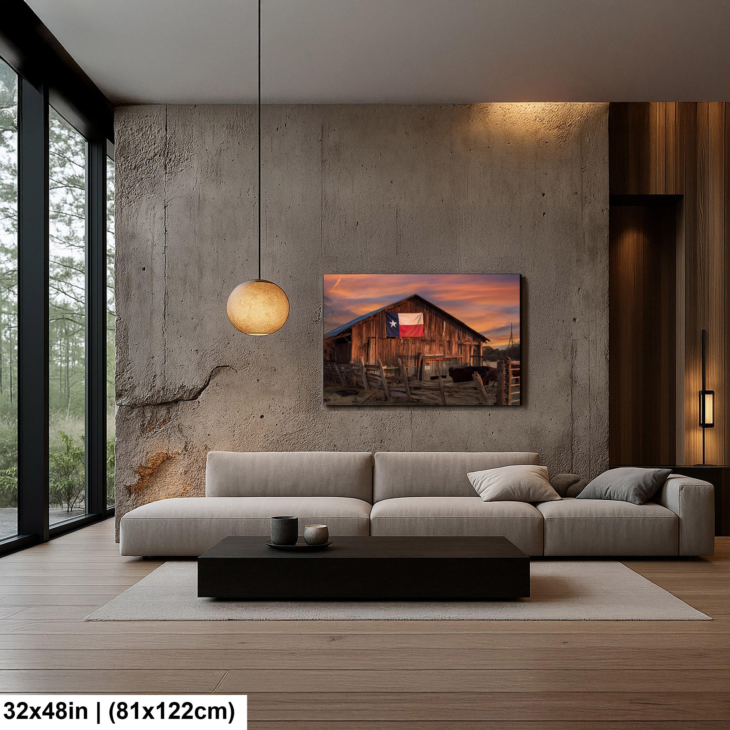 Rustic Texas Barn | Western Home Decor - Sun Bleached Wood & Texas Flag Art