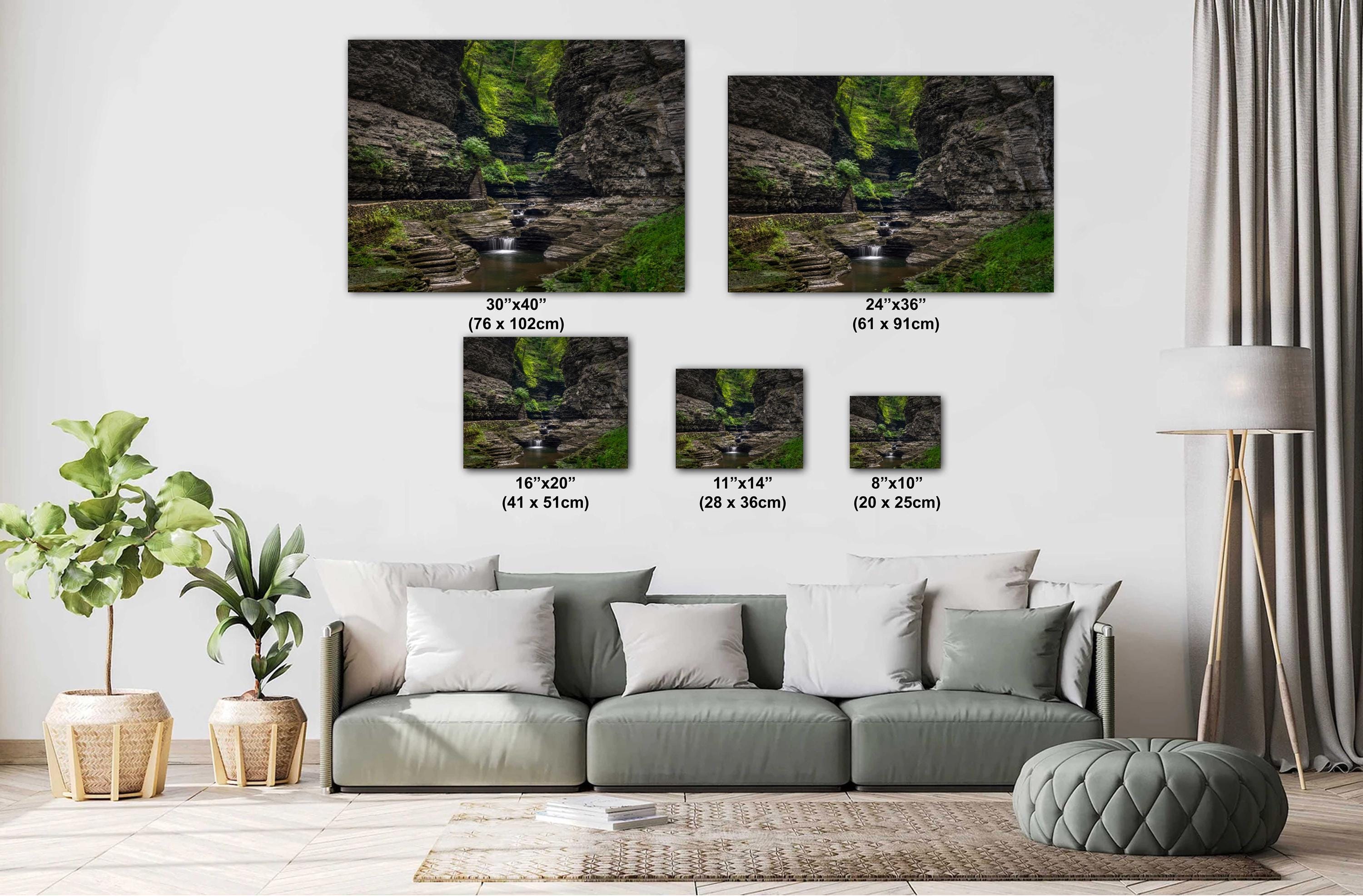 Waterfall Wall Art – Watkins Glen Scenic Nature Photo Print | Modern Landscape Decor