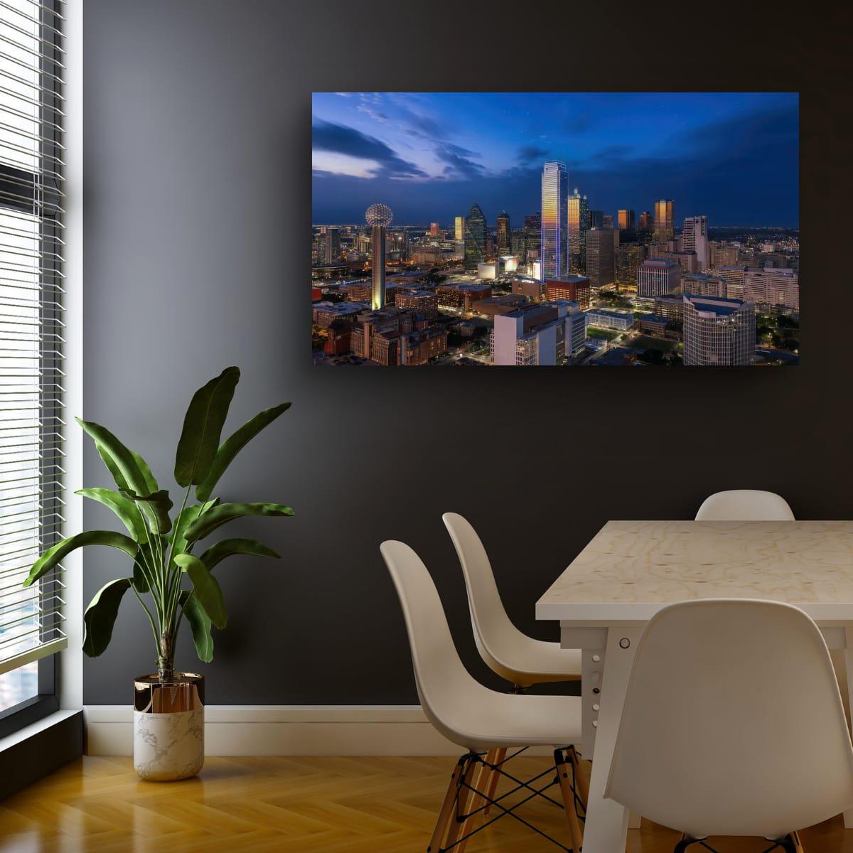 Dallas Skyline Art Print - Dynamic Urban Night Scene | Blue Hour Cityscape Wall Art