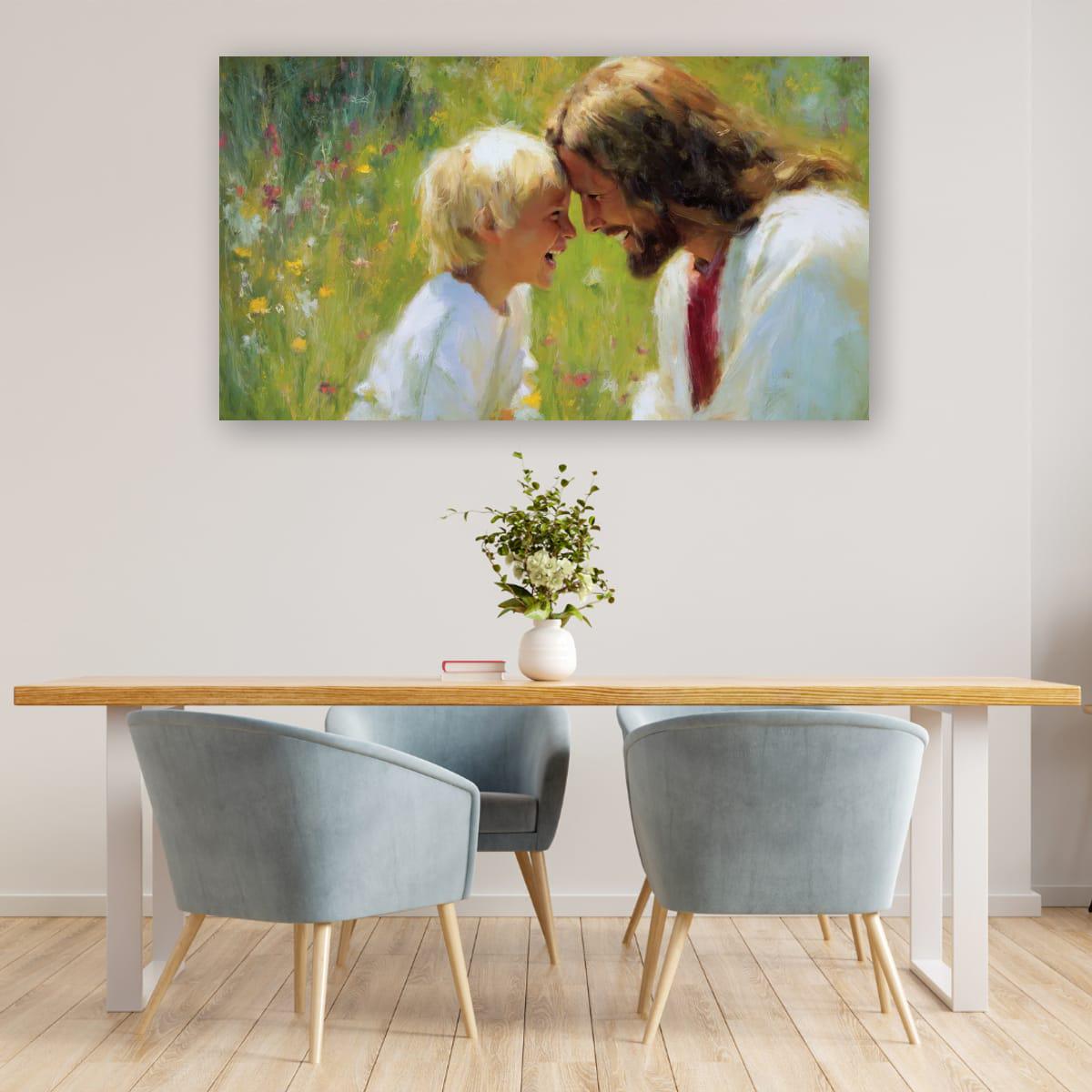 Jesus Christ Art – Blessed Children Painting | Christian Wall Decor, Spiritual Home Decoration