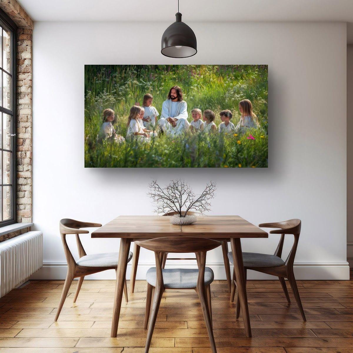Christian Art Wall Decor – Jesus and Children Art | Blessed Little Children Painting