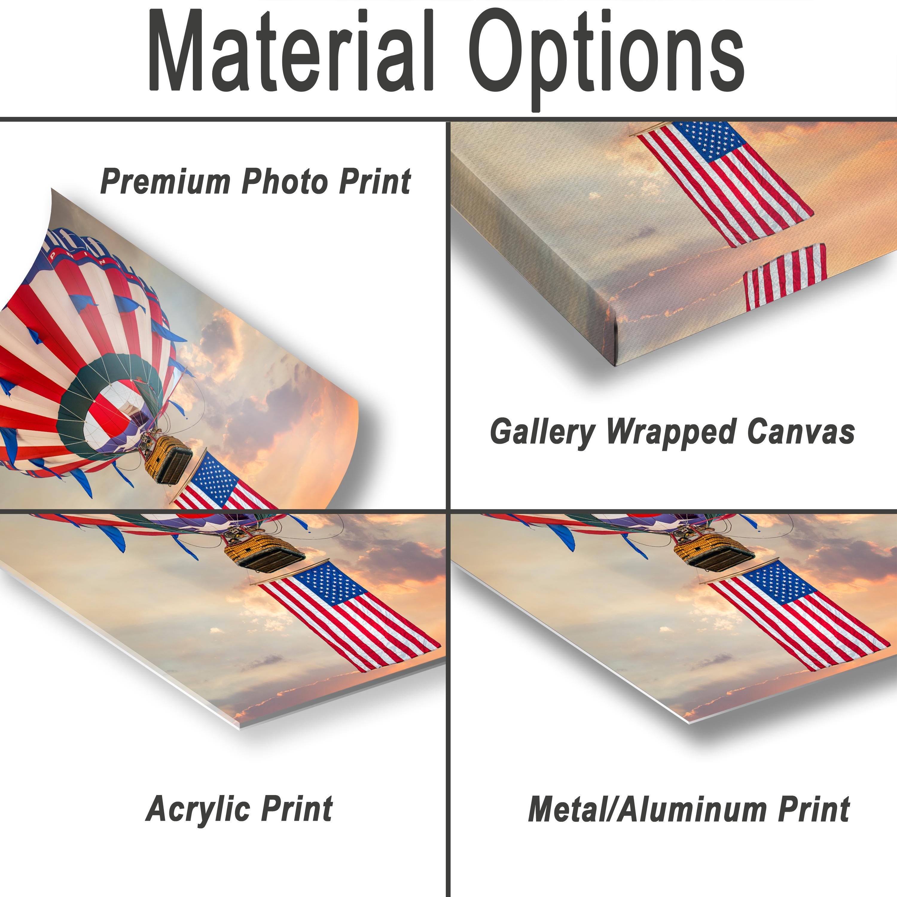 Patriotic Hot Air Balloon Independence Day Wall Art - Colorful Balloon Artwork Print