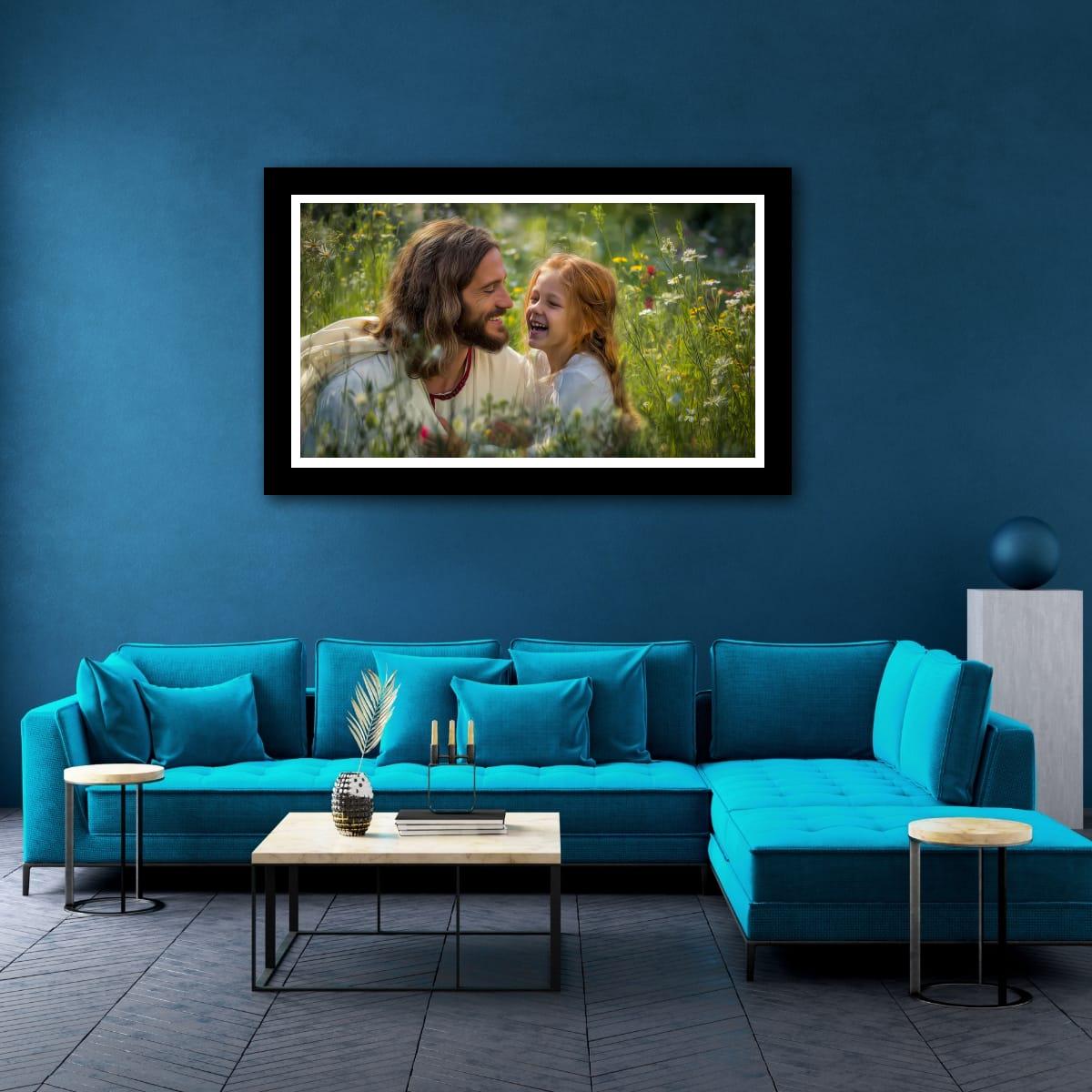 Christian Religious Wall Art – Jesus and Children Painting | Blessed Little Children Art