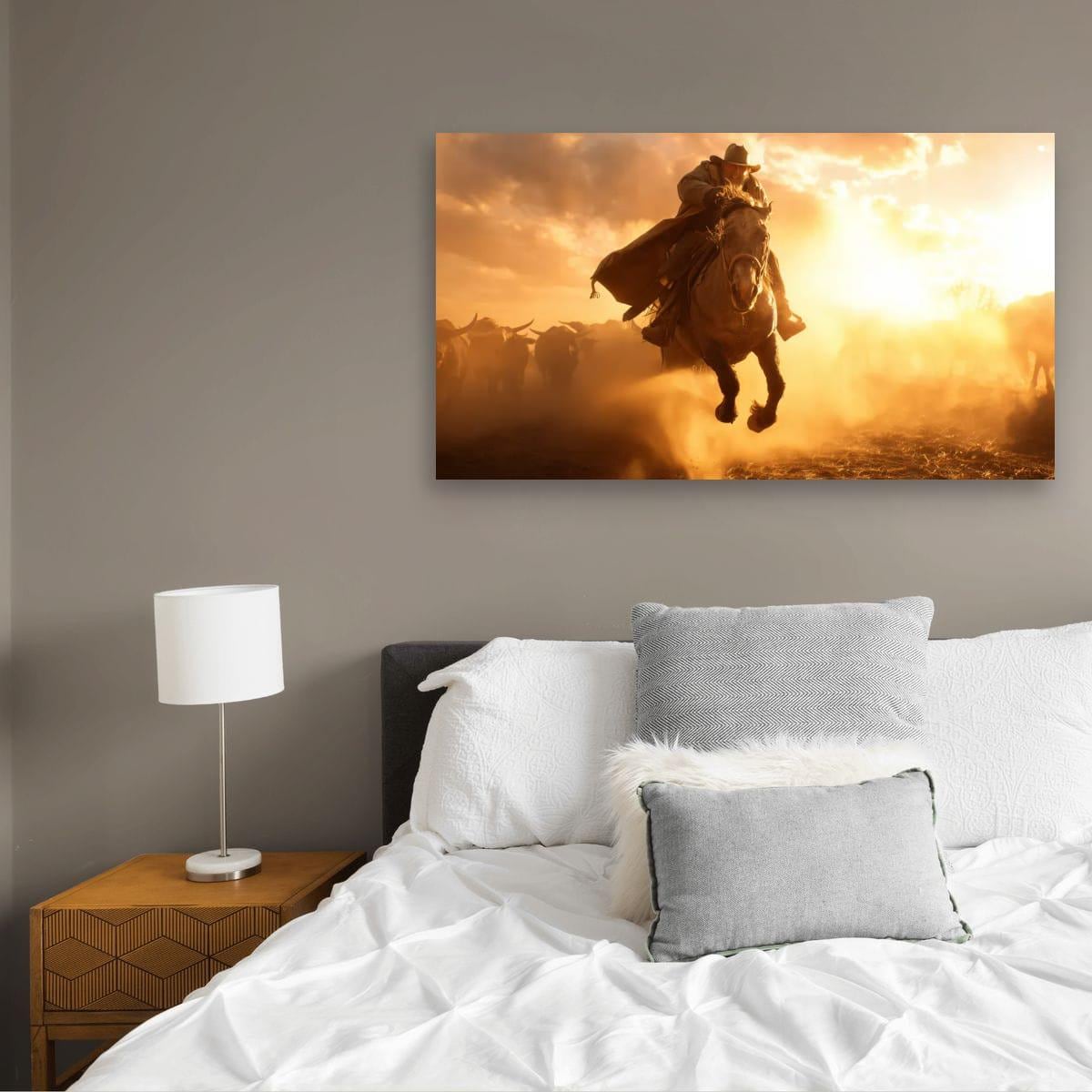 Cowboy Art Print | Winter Cattle Drive – Rustic Ranch Decor & Western Wall Hanging