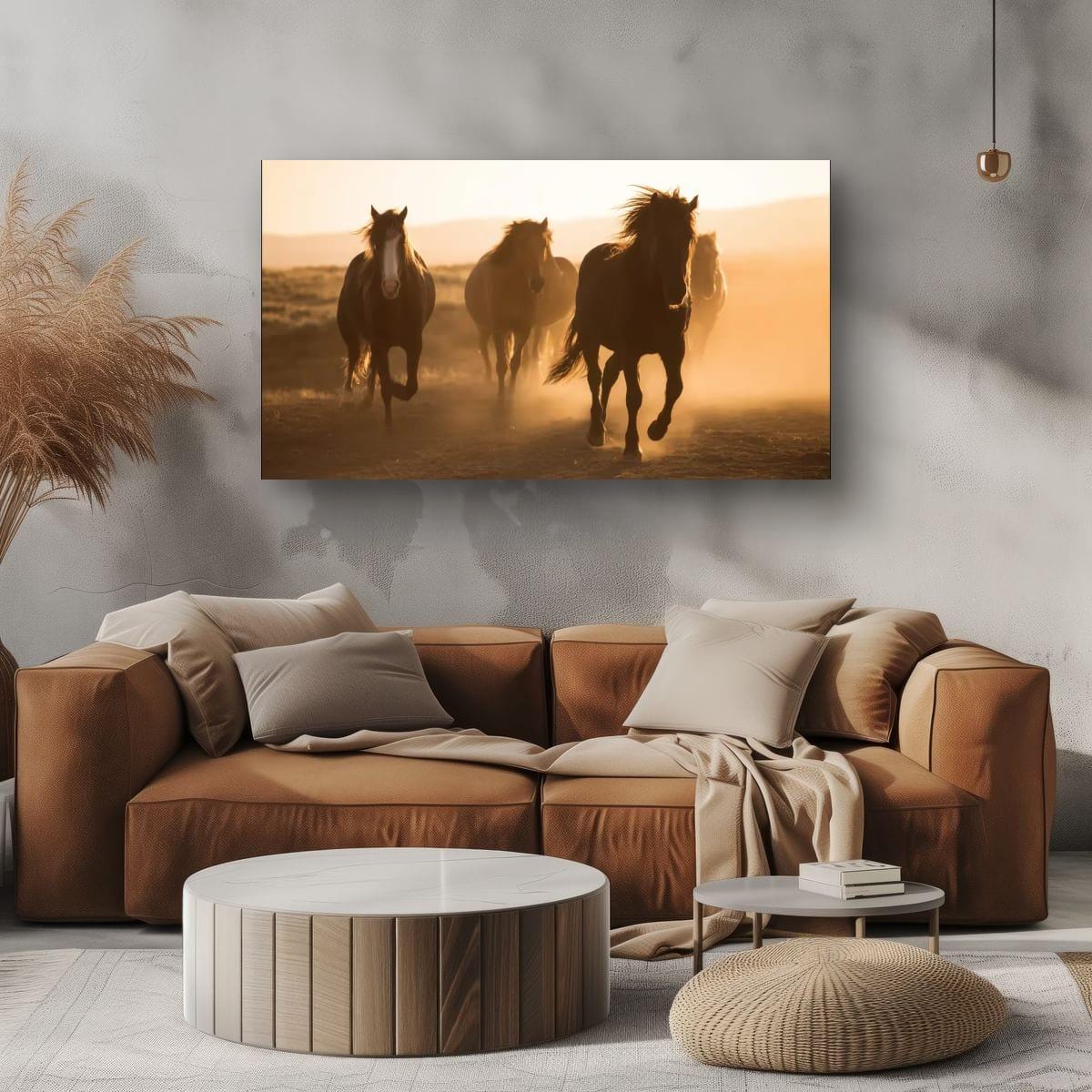 Wild Horses Art Print - Rustic Western Wall Art | Sunset Horse Painting Decor