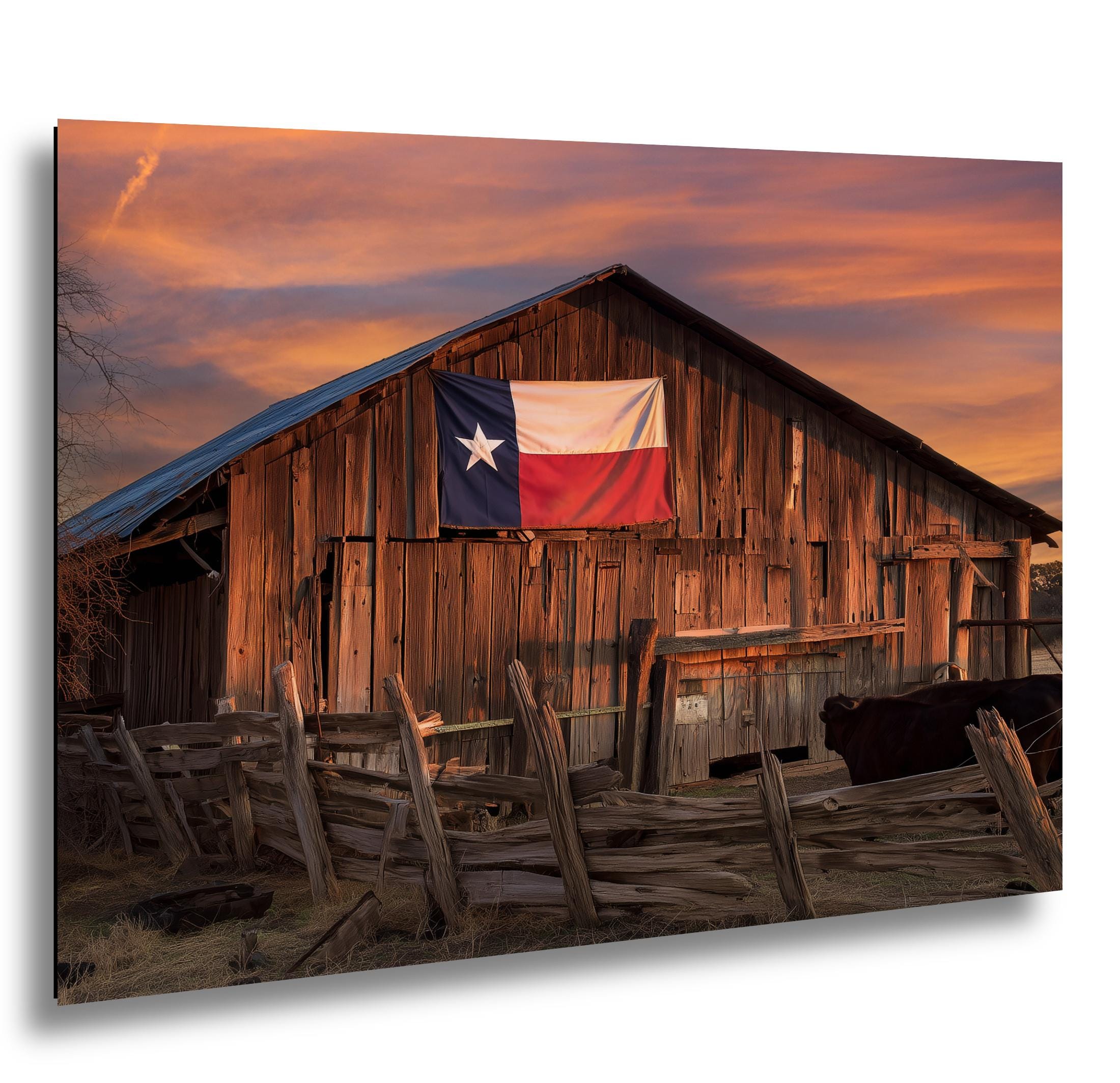 Rustic Texas Barn | Western Home Decor - Sun Bleached Wood & Texas Flag Art
