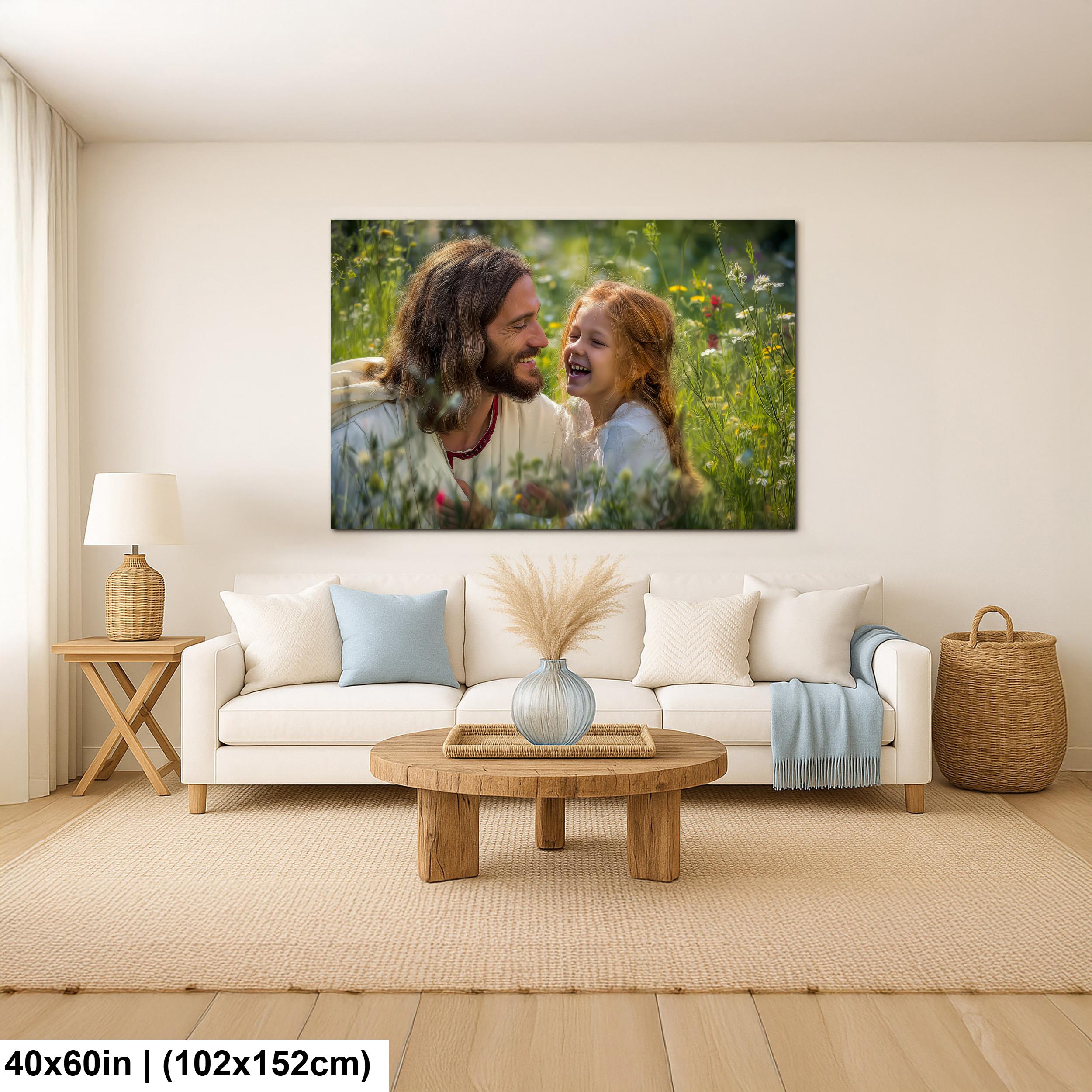 Christian Religious Wall Art – Jesus and Children Painting | Blessed Little Children Art