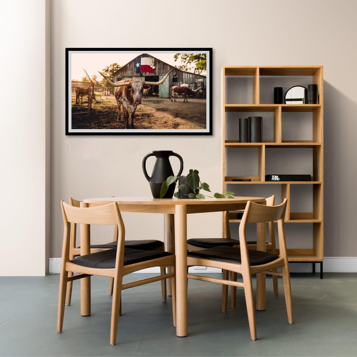 Longhorn Cattle Painting – Rustic Wall Art | Textured Texas Longhorn Canvas