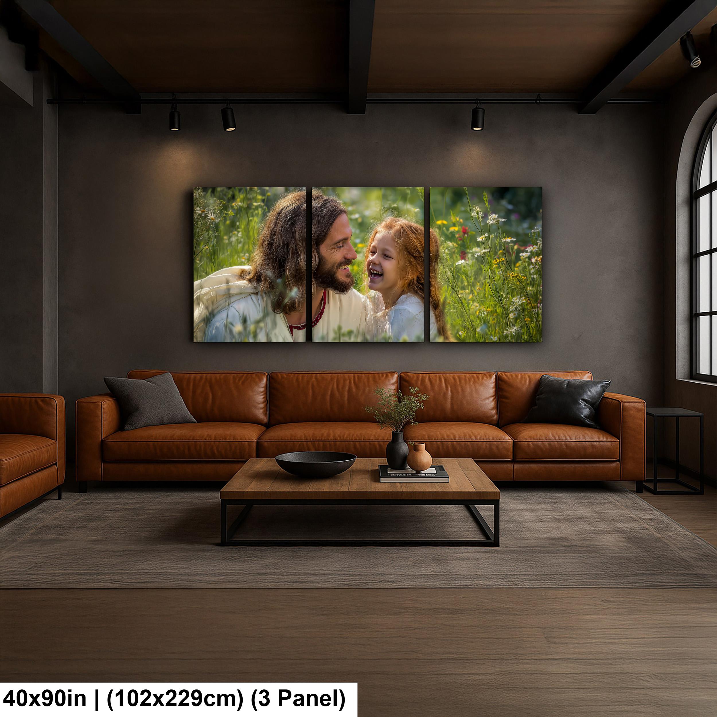 Christian Religious Wall Art – Jesus and Children Painting | Blessed Little Children Art