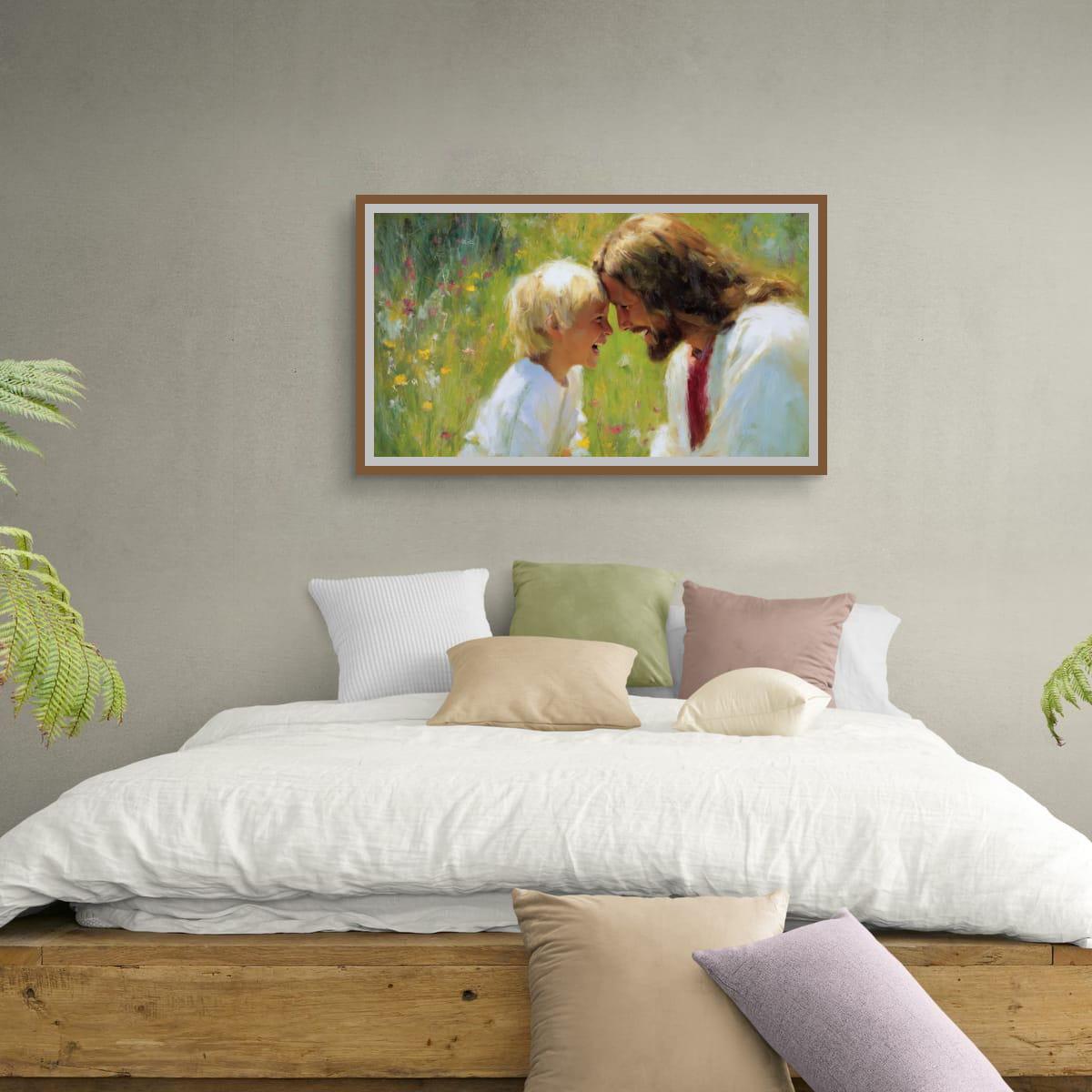 Jesus Christ Art – Blessed Children Painting | Christian Wall Decor, Spiritual Home Decoration