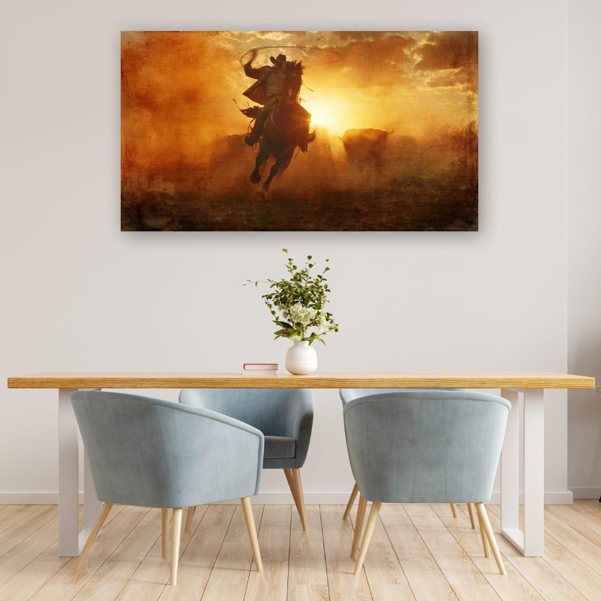 Cowboy Art Print Featuring Rustic Western Style | Texas Ranch Wall Art Decor
