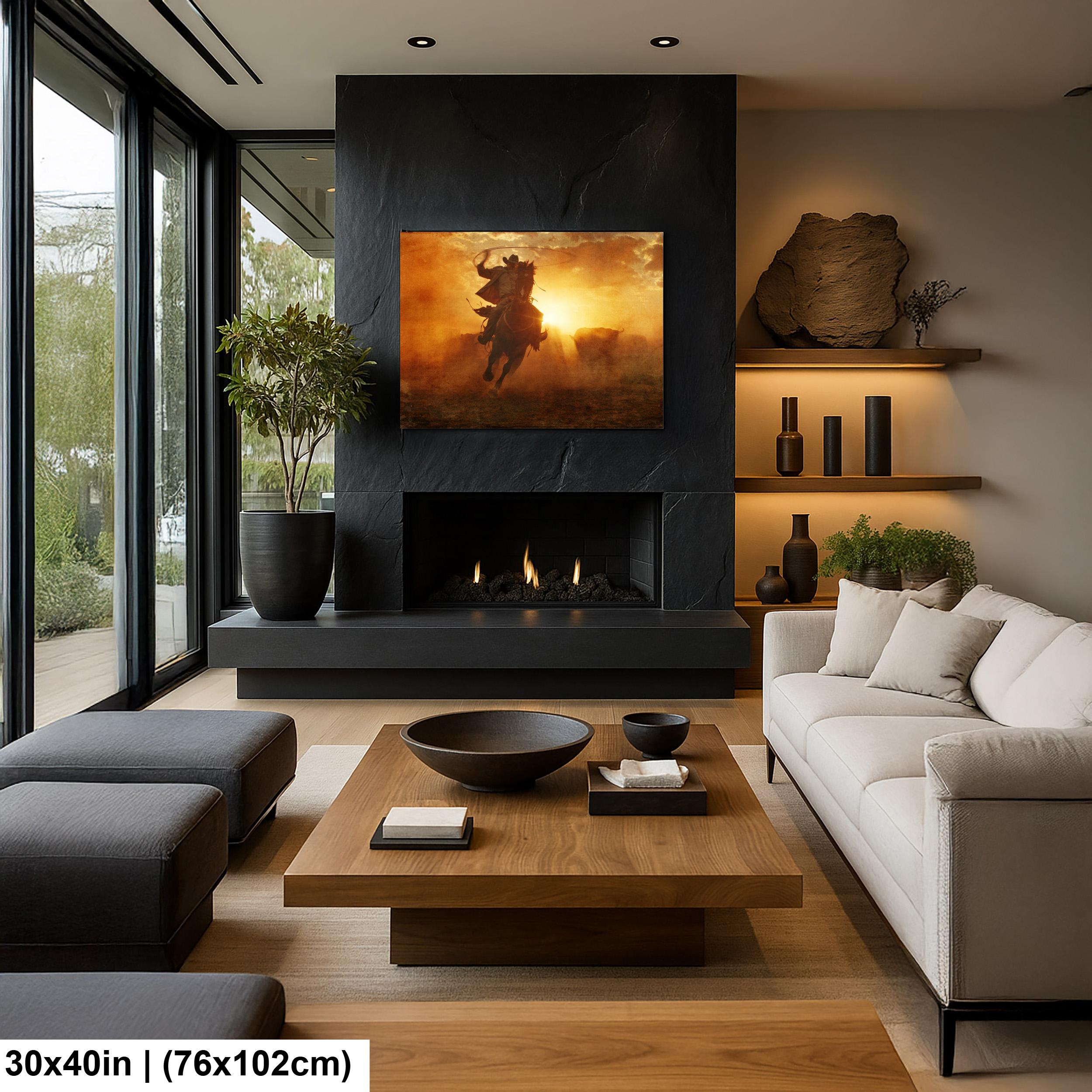Cowboy Art Print Featuring Rustic Western Style | Texas Ranch Wall Art Decor