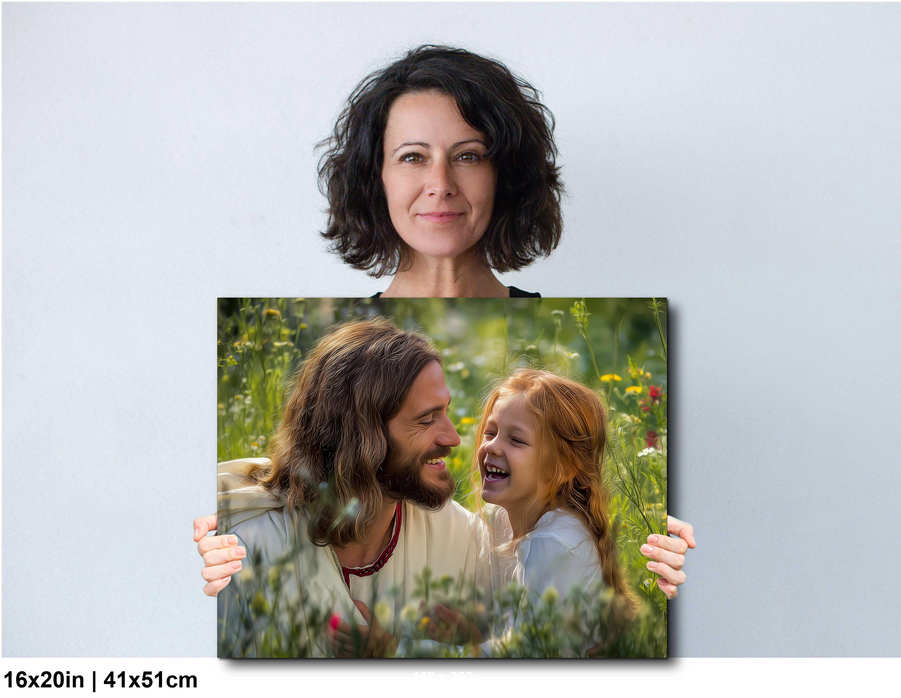 Christian Religious Wall Art – Jesus and Children Painting | Blessed Little Children Art