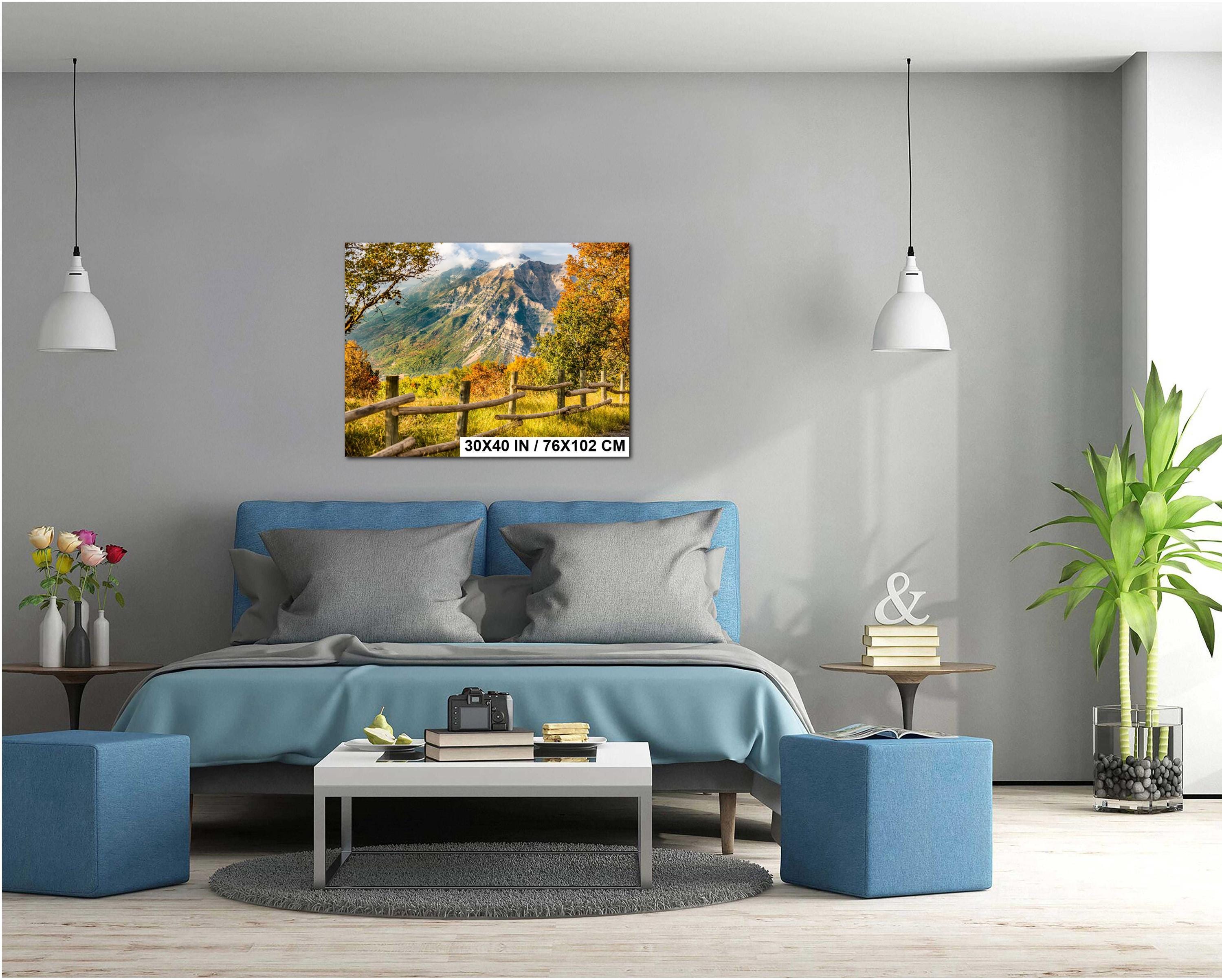 Autumn Mountain Landscape Print - Wasatch Mountains Art | Vibrant Leaf Artwork