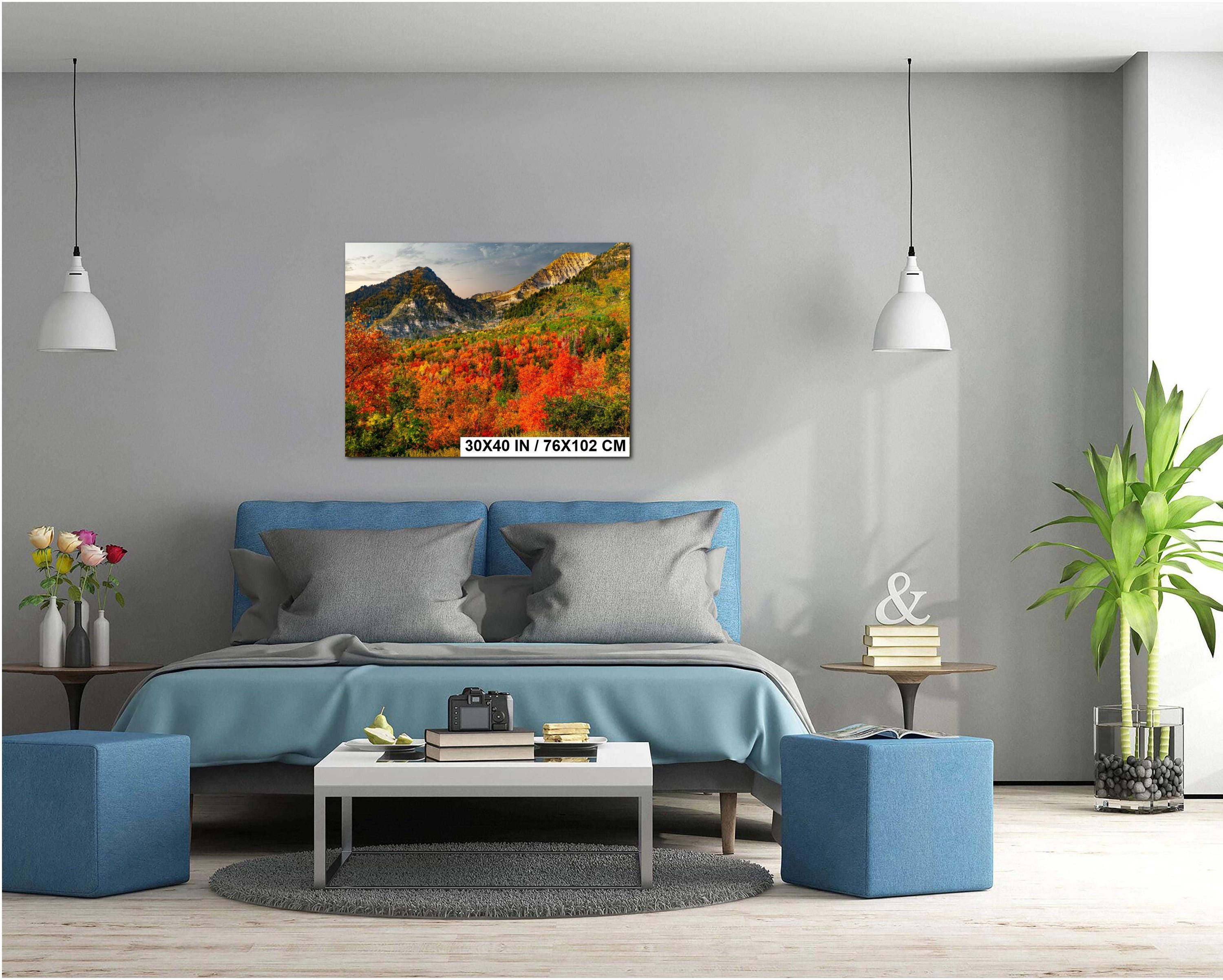 Wasatch Mountains Wall Art – Autumn Mountain Print With Vibrant Fall Colors