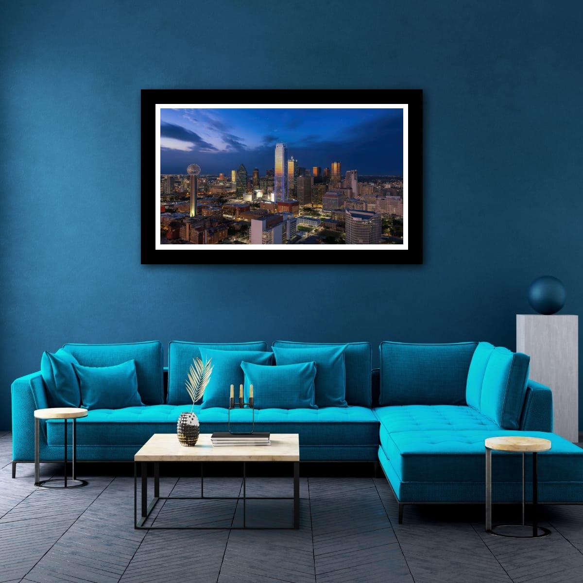 Dallas Skyline Art Print - Dynamic Urban Night Scene | Blue Hour Cityscape Wall Art