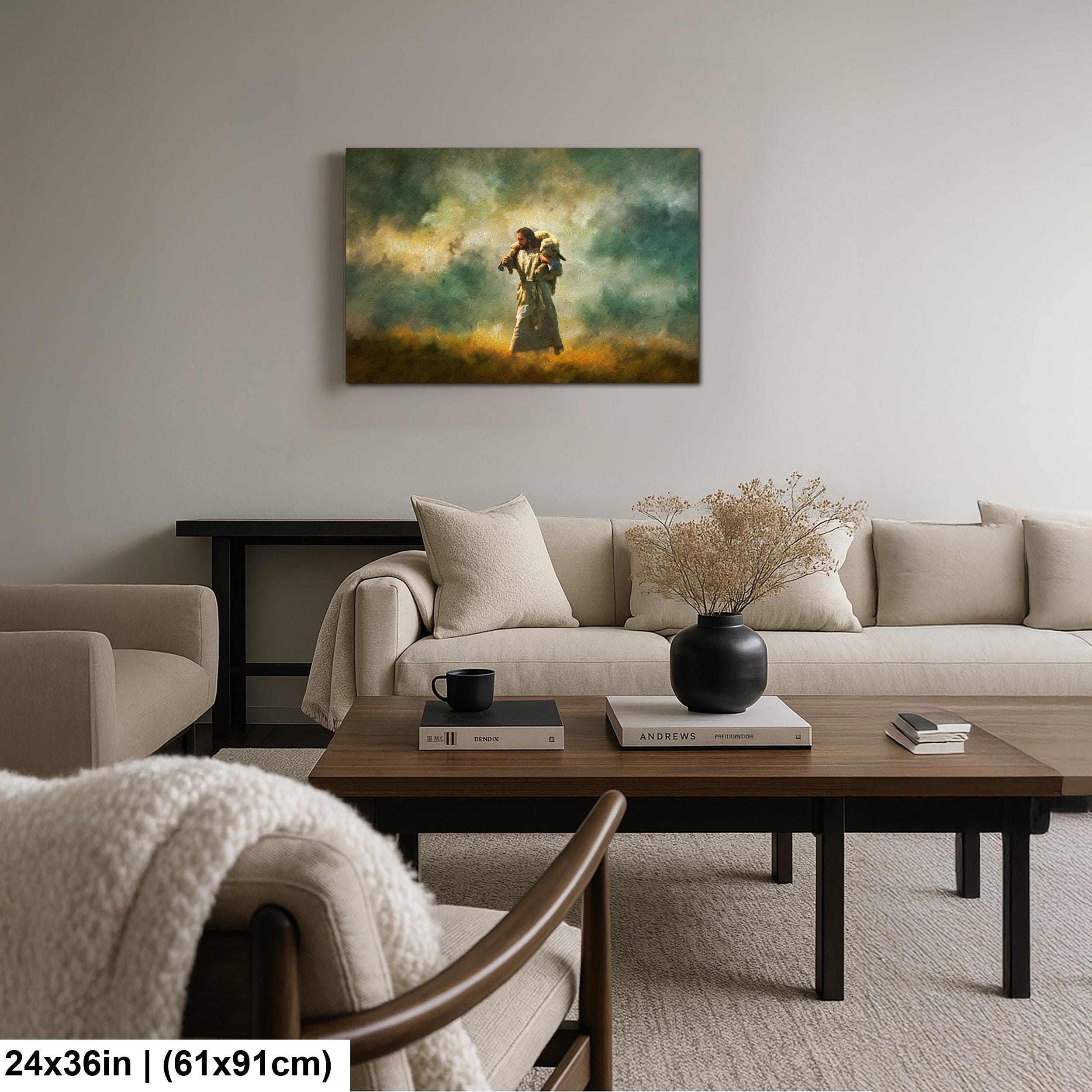 Christian Art Print – Jesus and Lamb Religious Wall Decor | Faith Inspired Art