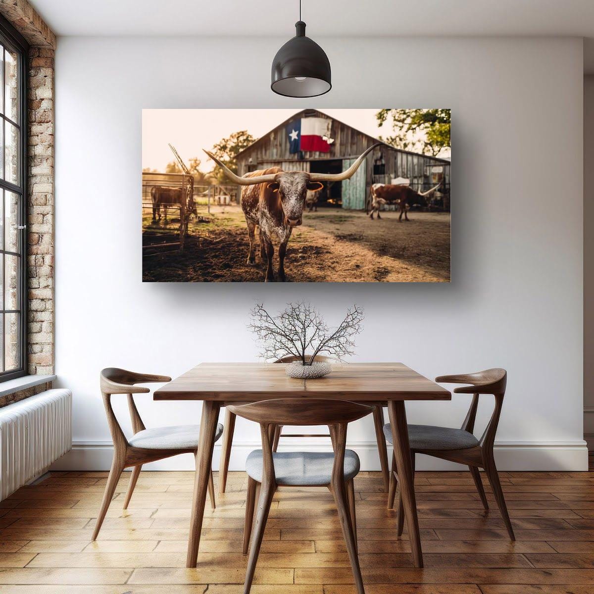 Longhorn Cattle Painting – Rustic Wall Art | Textured Texas Longhorn Canvas