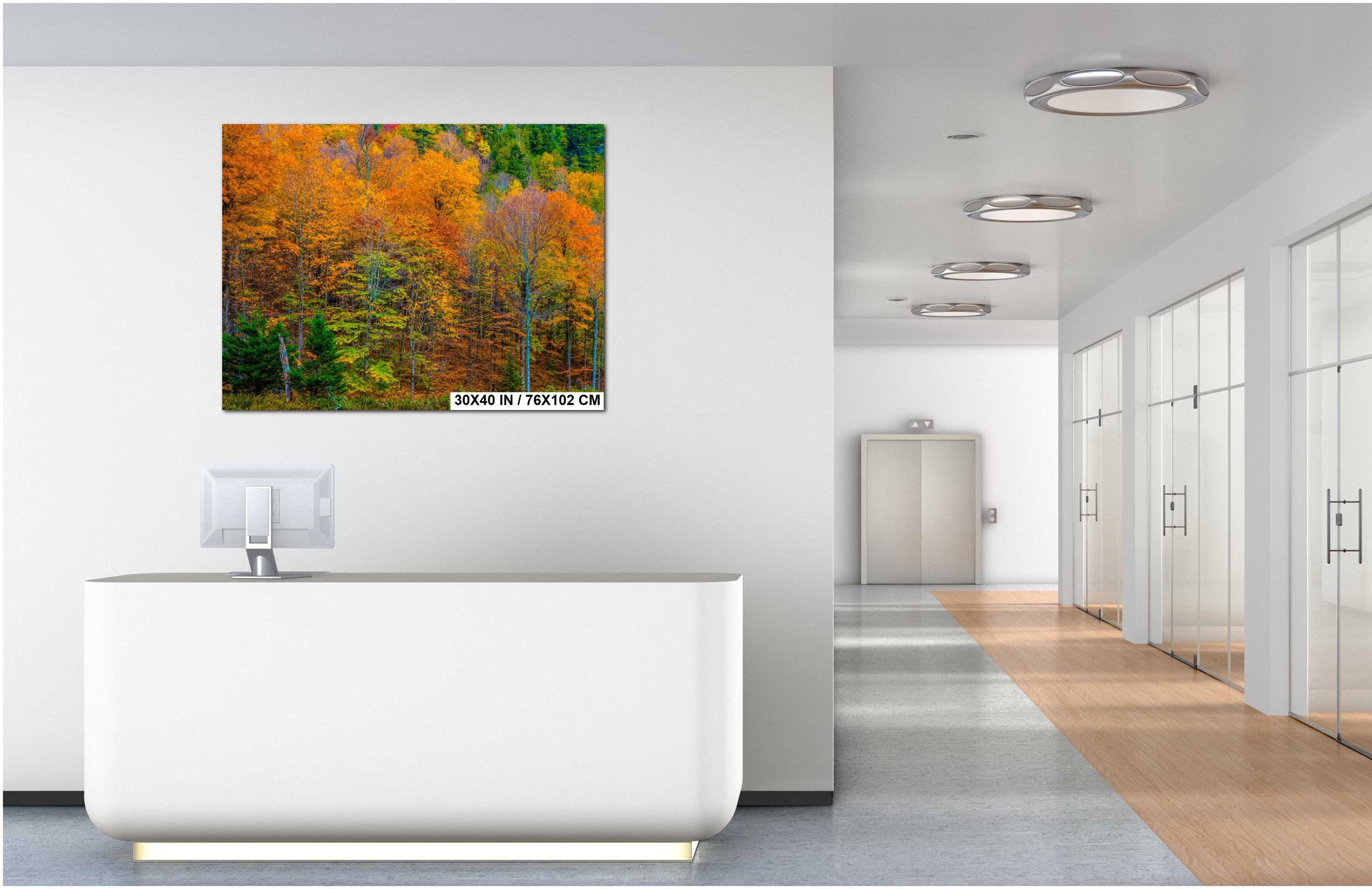 Adirondack Autumn Wall Art – Vibrant Fall Foliage Photography Print with Fiery Maple Leaves